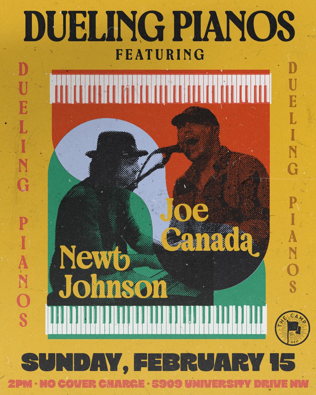 🎹⚡️Get ready for an afternoon of high-energy entertainment at The Camp: Dueling Pianos featuring Joe Canada &amp; Newt Johnson! 

Join us on Sunday, February 15 at 2pm for an epic battle of the keys 🎹 classic hits to today&rsquo;s favorites, expect
