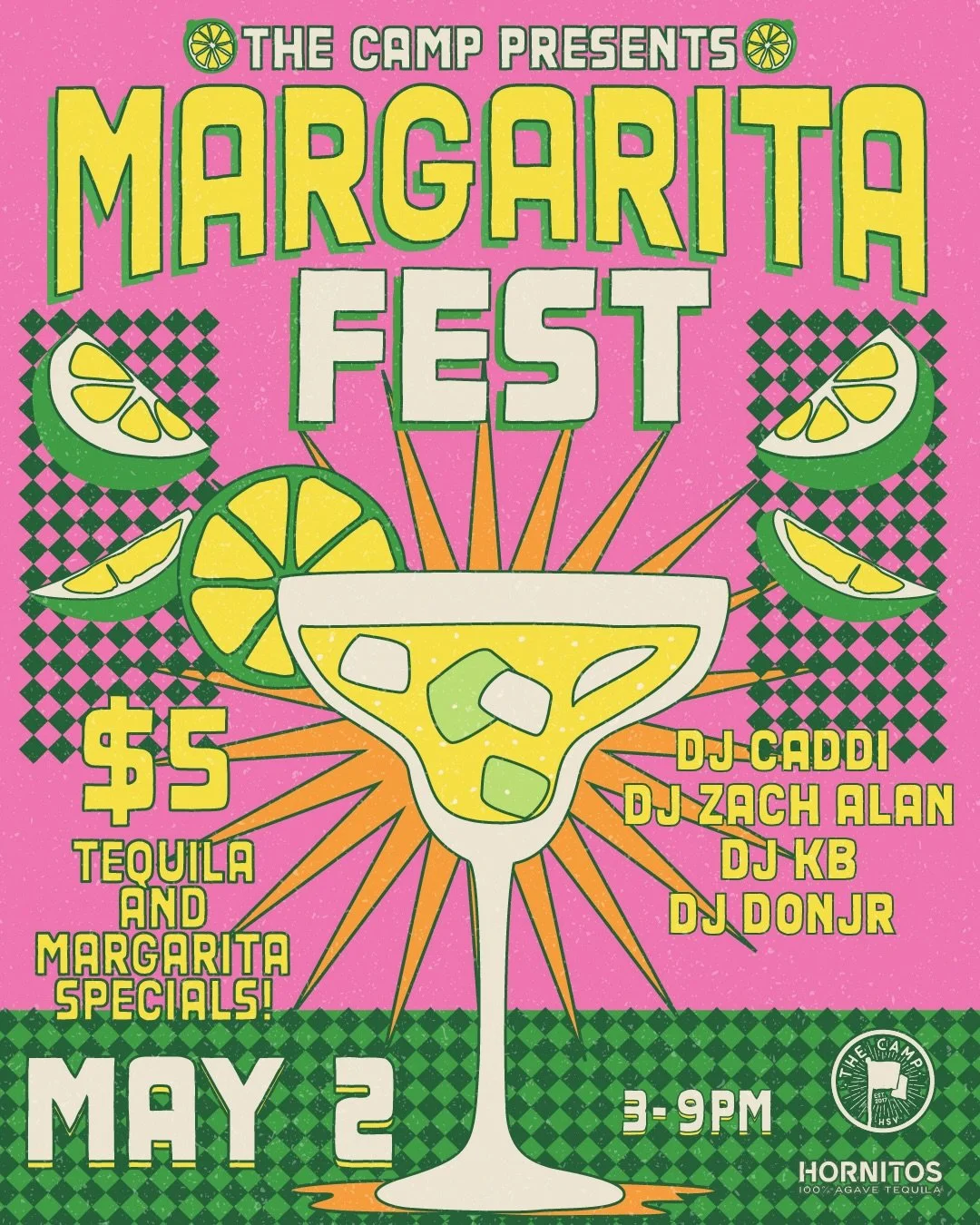 Turn UP the lime and salt! Margarita Fest is taking over The Camp!! 🧂🍹☀️ 🍋&zwj;🟩 🎶

Join us this Saturday, May 2 from 3-9pm for an all-day celebration of sunshine, tequila, and good vibes. We&rsquo;re bringing the party with live DJs spinning al