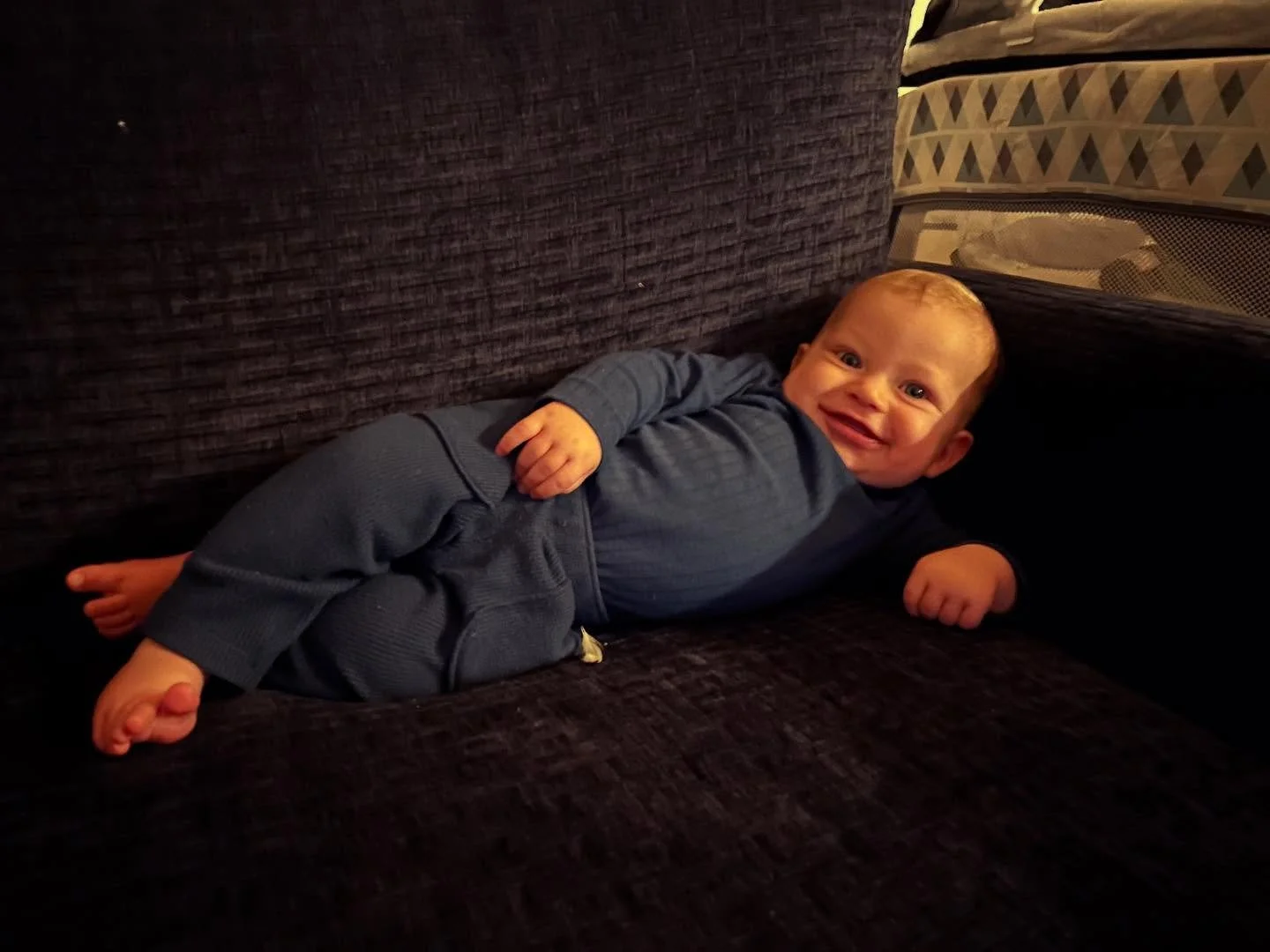 Cozy season is here!  And our lil boy Ezra knows exactly how to make the most of it!! Here he is at home stylishly lounging on our #ultra #comfy &lsquo;Skyla&rsquo; sectional #madeincanada by our good friends @stylussofas 
Now is the time many of us 