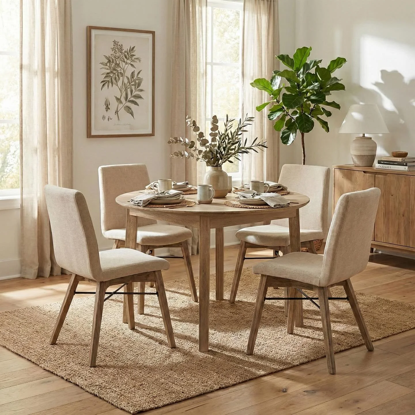 How is this for the cutest little dining set you ever did see!! 
Meet our newest addition to the &lsquo;Gia&rsquo; family by @lhhomeltd 
The 40&rdquo; round #solidwood dining table - available in light driftwood(pic 1) - and warm pecan(pic 2) and pai