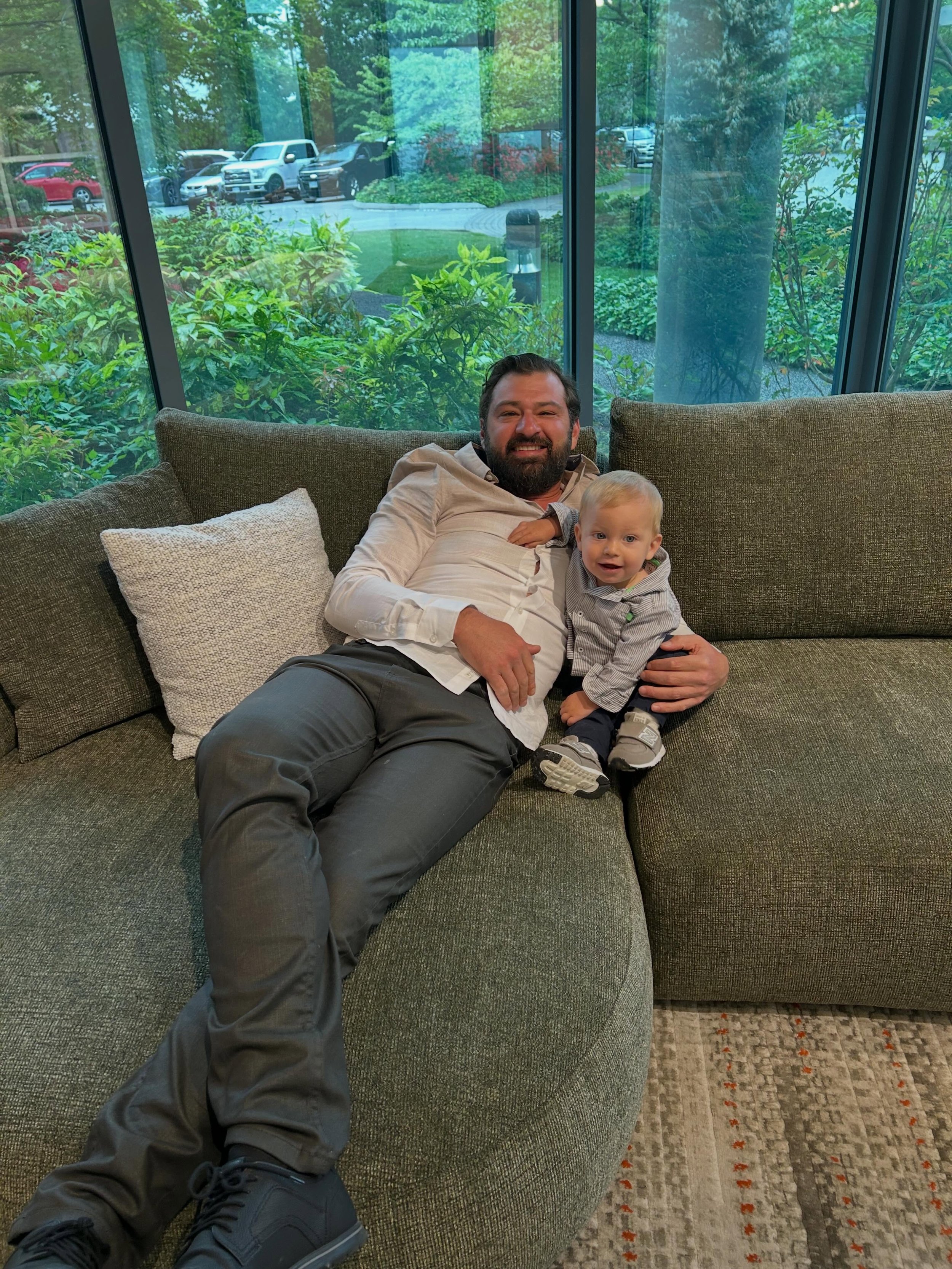 Me and my guy testing out the great new introductions at the @stylussofas spring market!! Stay tuned as we have some beautiful pieces for the shop coming soon!!