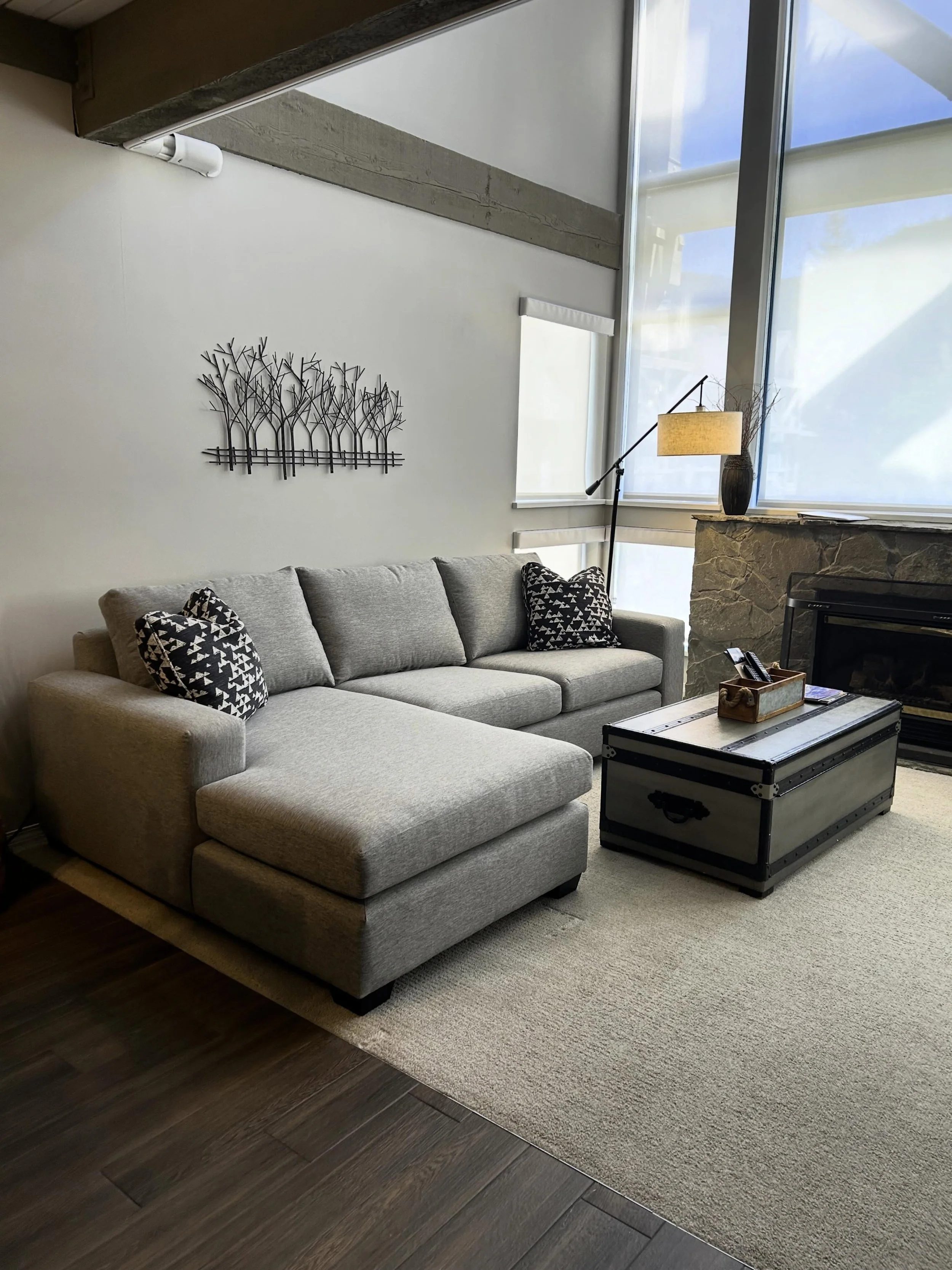 Our dear client just received this #custom ordered &lsquo;Cannon&rsquo; sectional by @stylussofas for her #whistler rental property, and needless to say she is thrilled!! 
Thank you @acervacationrentals for your continued support and referring your a