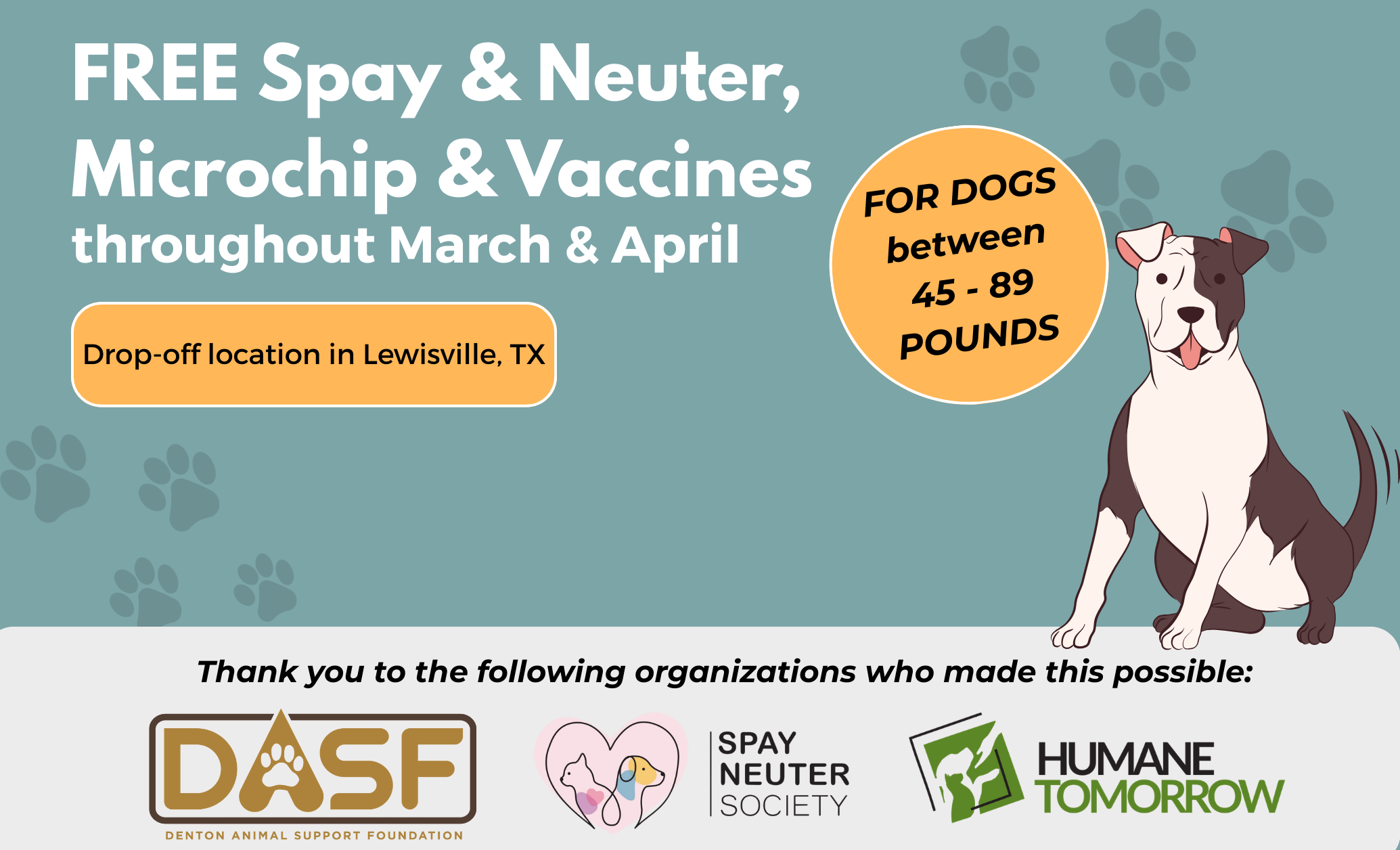 FREE Spay/Neuter, Vaccinations &amp; Microchip for Denton County for BIG DOGS