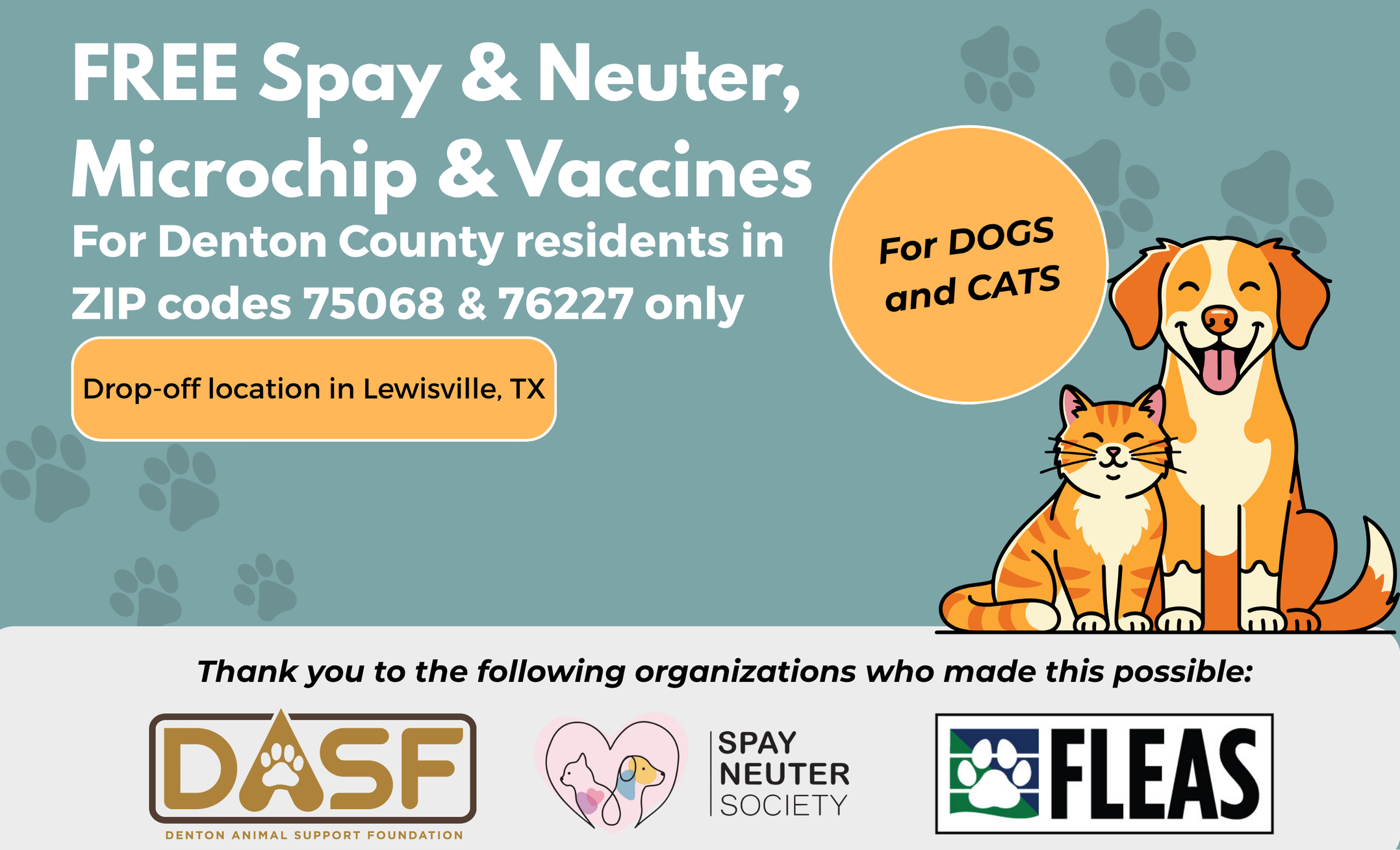 FREE Spay/Neuter, Rabies &amp; Vaccinations for Denton County CATS &amp; DOGS