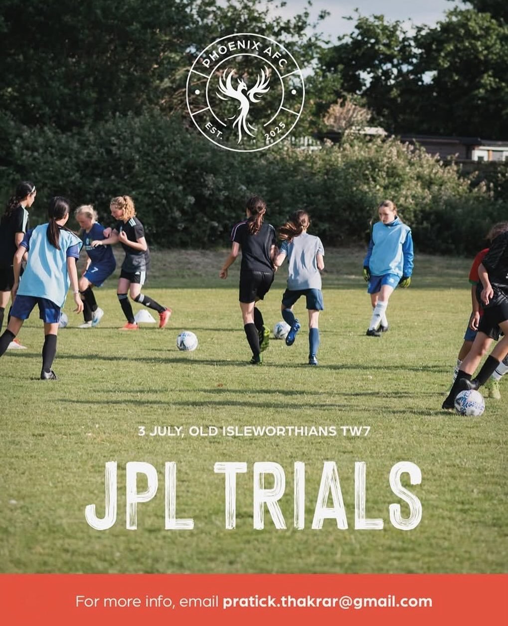 Know any girls in west London who are looking for a new football team in the JPL league?

@phoenix.afc next trials for next season&rsquo;s u13 &amp; u15 will take place on Thursday 3rd July at Old Isleworthians. Book your slot via link in their bio! 