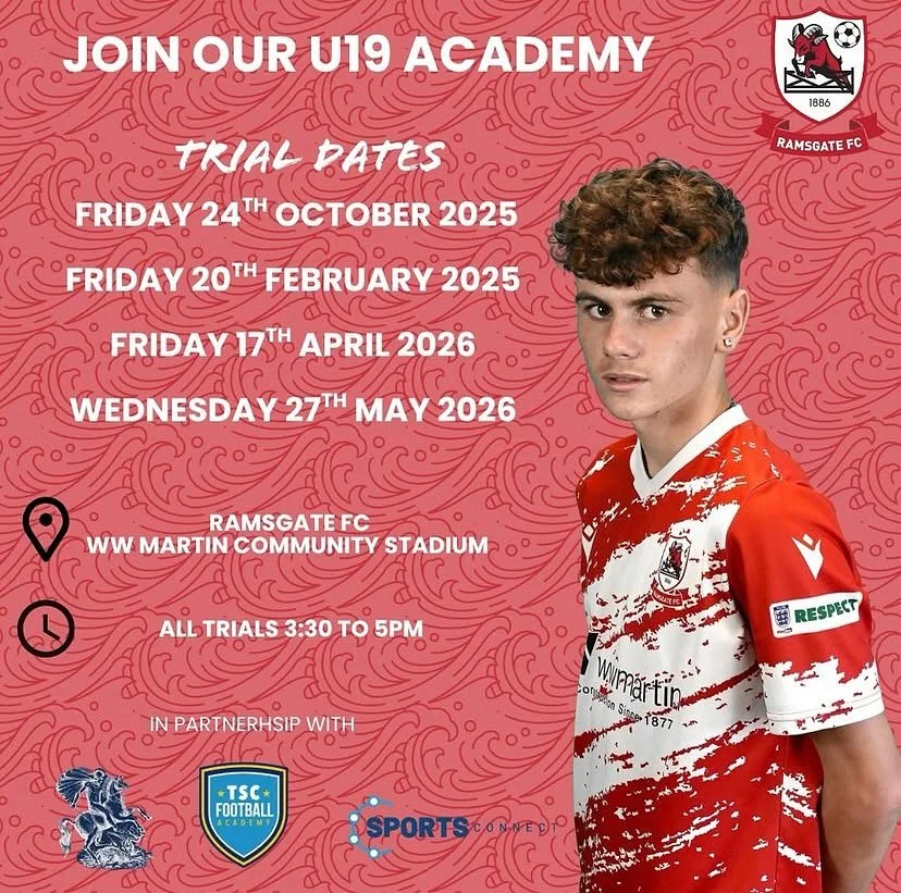 𝗣𝗢𝗦𝗧-𝟭𝟲 𝗙𝗢𝗢𝗧𝗕𝗔𝗟𝗟 𝗦𝗖𝗛𝗢𝗟𝗔𝗥𝗦𝗛𝗜𝗣 𝗧𝗥𝗜𝗔𝗟 𝗔𝗧 𝗥𝗔𝗠𝗦𝗚𝗔𝗧𝗘 𝗙𝗖! 📢

@ramsgatefootballclub are excited to announce the 𝗳𝗶𝗿𝘀𝘁 𝘁𝗿𝗶𝗮𝗹 𝗱𝗮𝘁𝗲 for their 𝟮-𝘆𝗲𝗮𝗿 𝗳𝘂𝗹𝗹-𝘁𝗶𝗺𝗲 𝗙𝗼𝗼𝘁𝗯𝗮𝗹𝗹 𝗦𝗰𝗵𝗼𝗹𝗮𝗿?