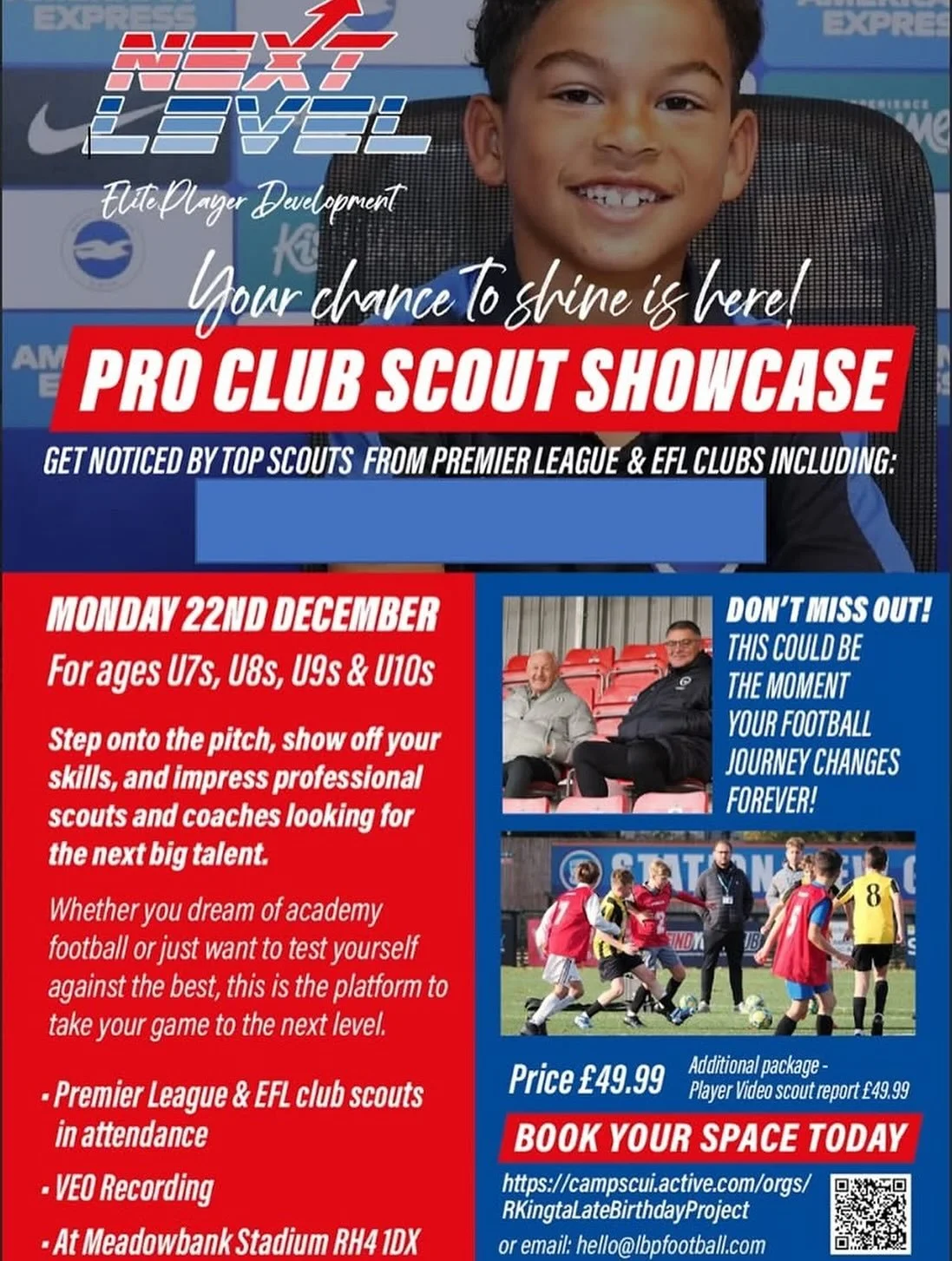 🎉 We&rsquo;re back for Round Two! 🎉

After scouts identified 14 talented players at their last event, @nextlevelsurrey are thrilled to host another, this time focused on younger players.

⚽️ The energy, the passion, and the potential they saw last 