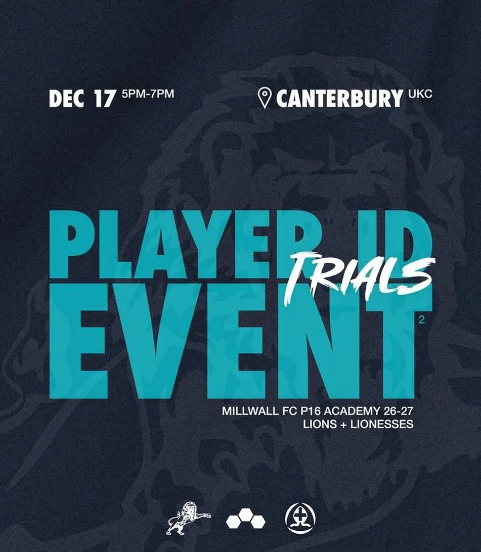 Your next play ⚽️

@plyr.fa x @archbishops_football_academies Millwall FC P16 Academy Player ID Event 2 is LIVE 🙌

Trials for their 2026-27 Lions &amp; Lionesses Squads take place on December 17 at the University of Kent 3G. 

Head to their bio to p