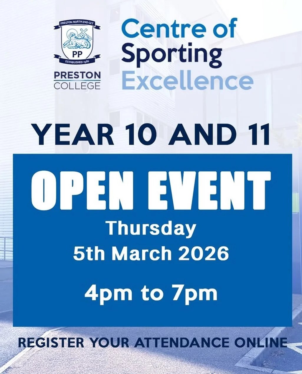 @pnecet Year 10 and 11 Open Event takes place this Thursday at Preston College&rsquo;s Centre of Sporting Excellence.

Come and explore the facilities, meet the team, and discover your pathway in Sport.

📅 5th March | ⏰ 4pm - 7pm

#footballtrials #f