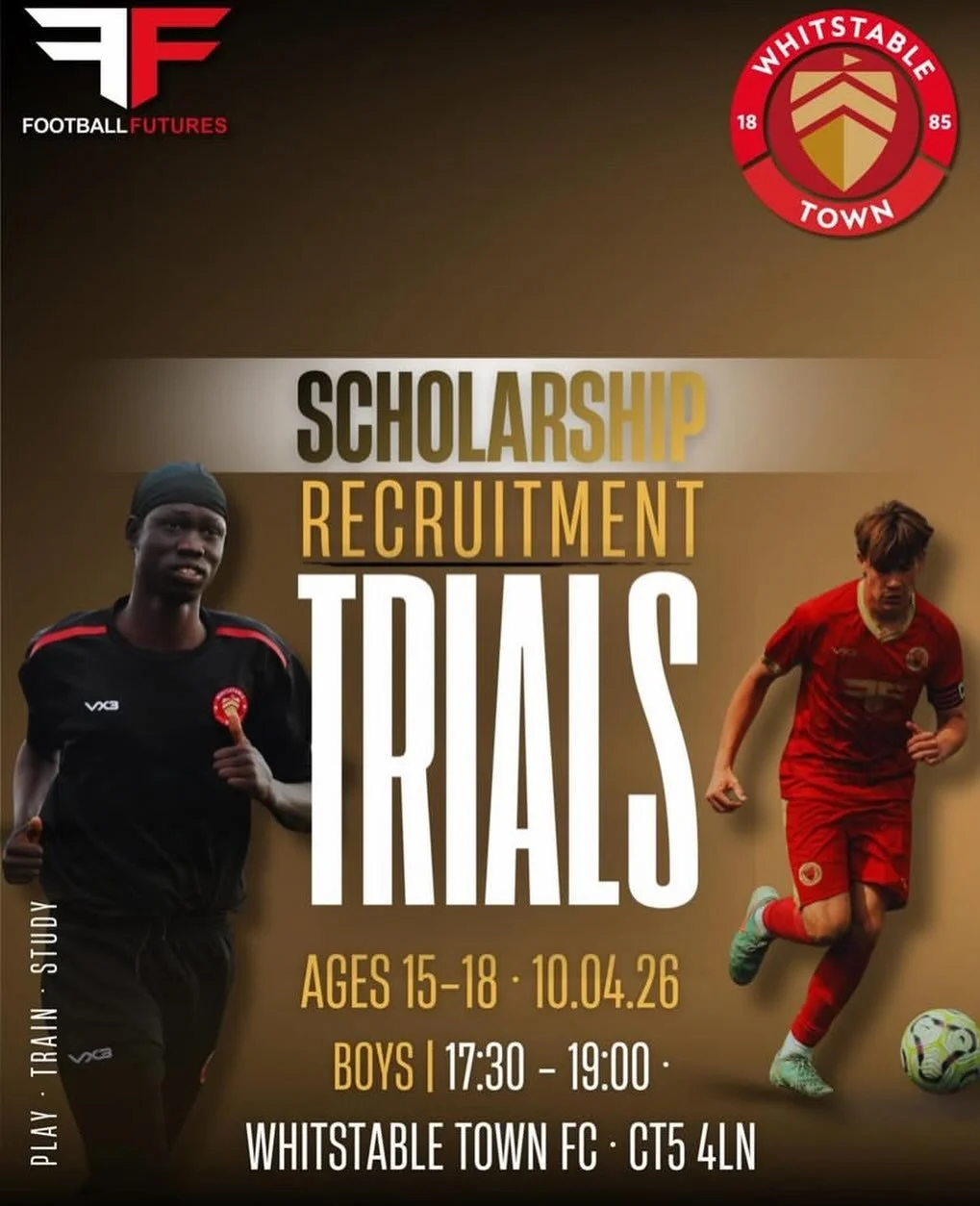 Final Scholarship Recruitment Trial &ndash; 2026/2027 Intake ⚽️

@footballfutureskent_ excited to announce their final recruitment trial for their 2-year full-time Football &amp; Education Academy Scholarship Programme at Whitstable Town FC Academy f