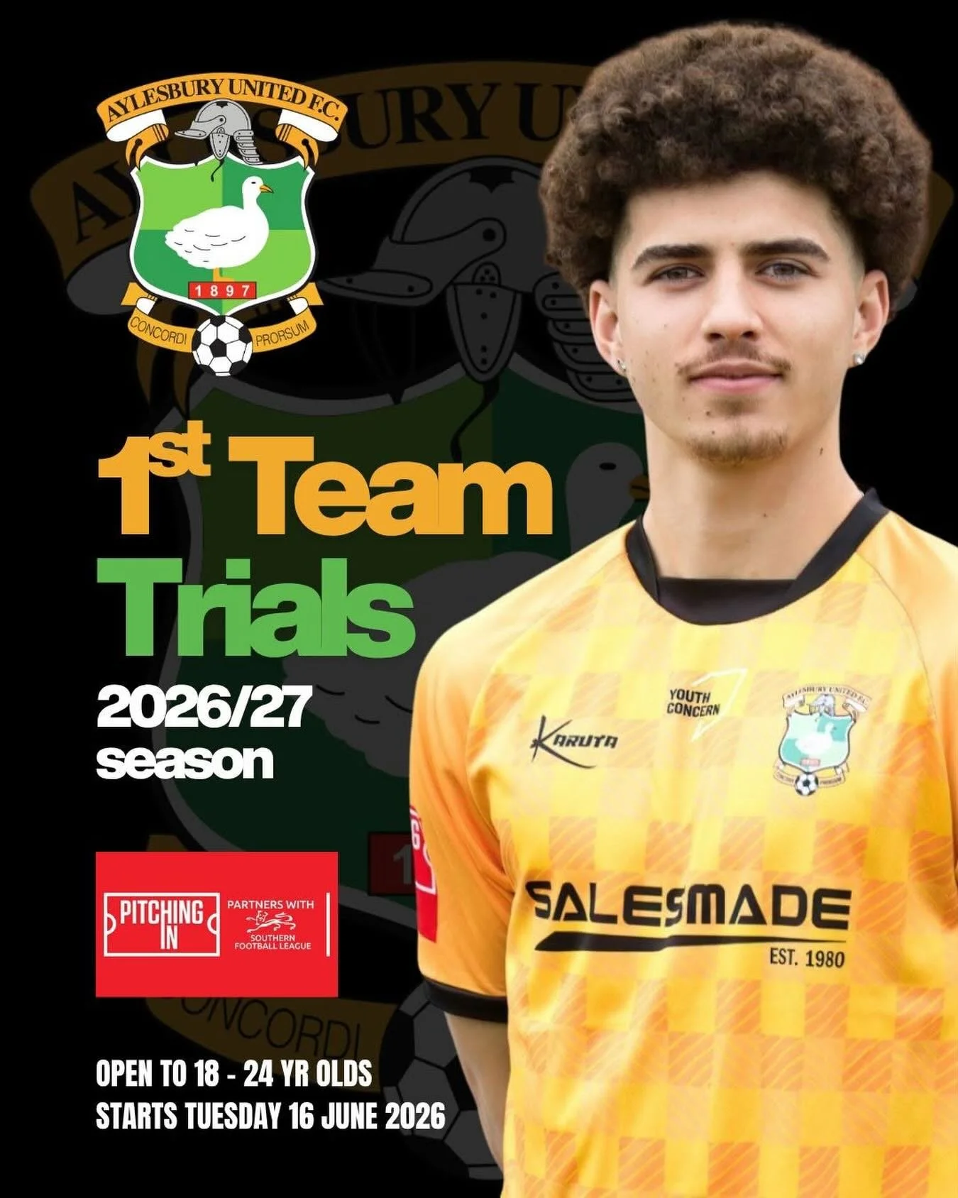 @aylesburyunitedfc 1st Team Trials 2026/27 Season ⚽️

Open to players aged 18-24 with a passion for football, a hard work ethic and who present themselves well. eg. time keeping, willingness to learn.

Players will need to attend both training sessio
