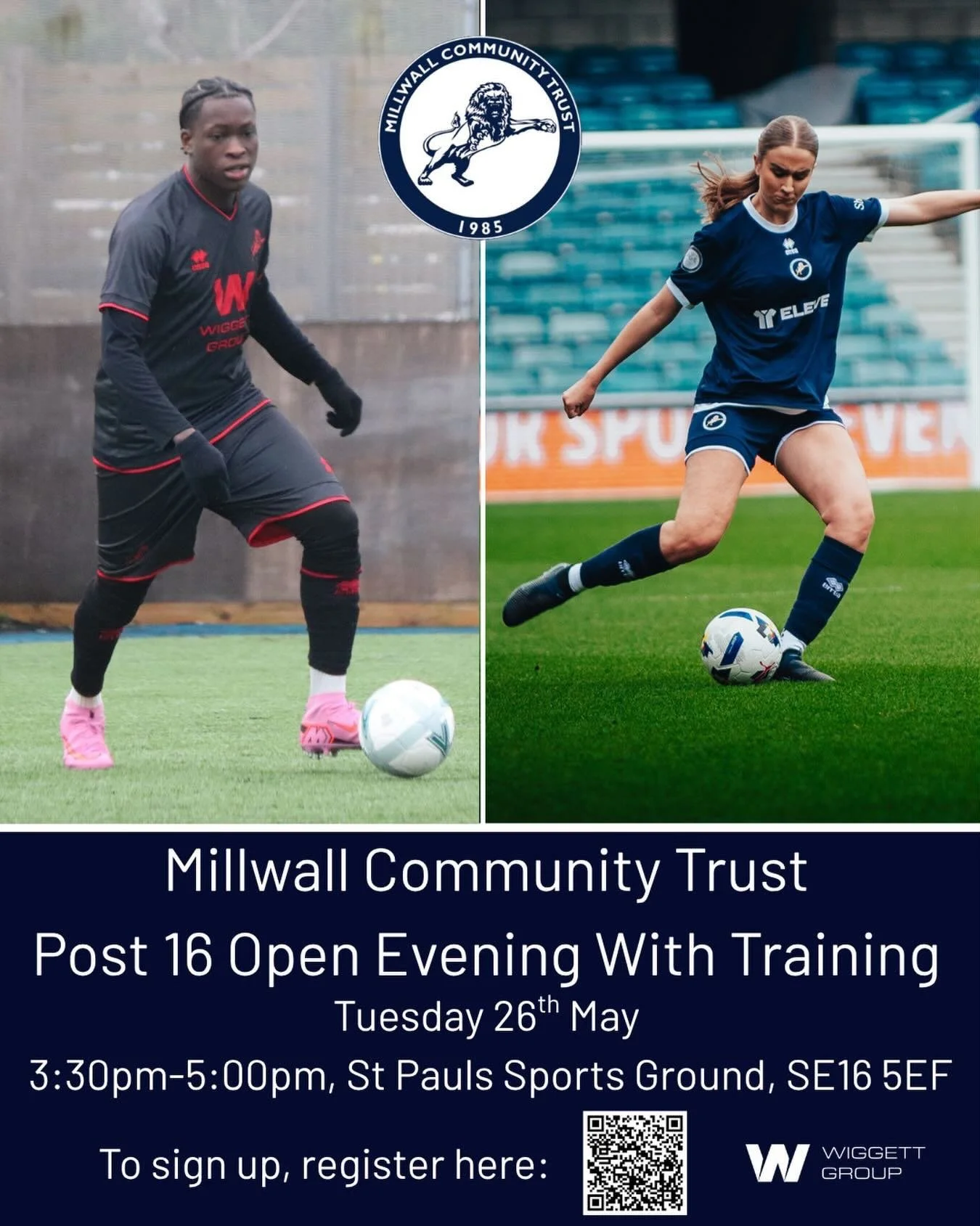 🚨 @millwall_mct_academy Post 16 Trials &ndash; 26th May 🚨

Think you&rsquo;ve got what it takes? 👀
Boys &amp; Girls pathways ⚽🔥
📍 St Paul&rsquo;s, Rotherhithe

🎟️ Sign up NOW: https://forms.gle/iM3brA7Us5jyHgRt6

@millwall_mct @millwallkicks @m