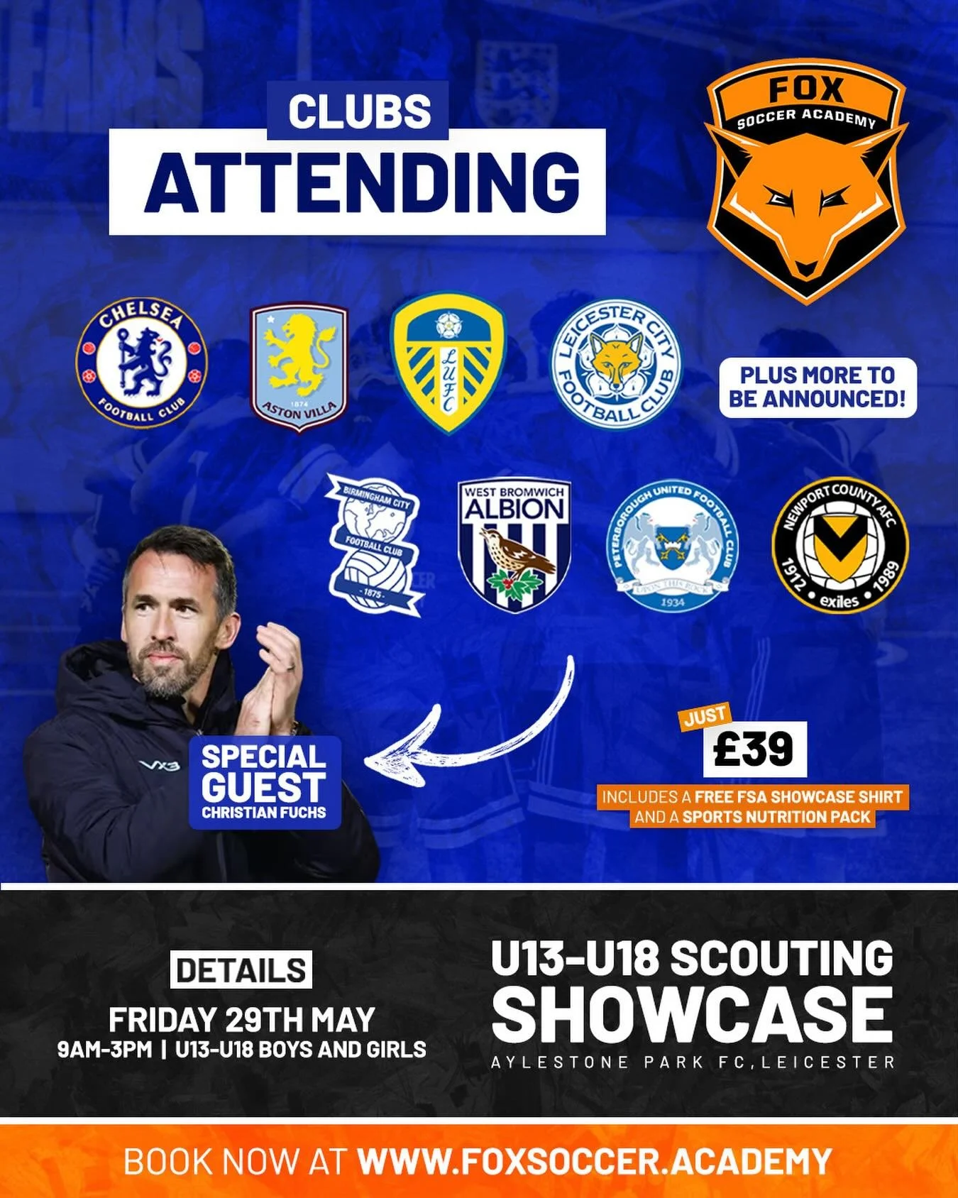 𝐒𝐇𝐎𝐖𝐂𝐀𝐒𝐄 𝐂𝐋𝐔𝐁𝐒 𝐂𝐎𝐍𝐅𝐈𝐑𝐌𝐄𝐃! ⚽️

@fsaunitedkingdom are excited to confirm that scouts from Chelsea, Aston Villa, Leeds United, Leicester City, West Brom, Birmingham City, Peterborough United &amp; Newport County will be in attendan