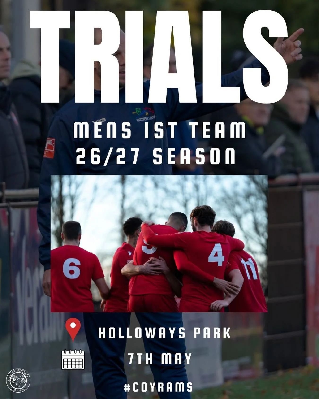 @beaconsfieldfc will host men&rsquo;s first team trials at Holloways Park on 7th May. They will invite players who want to test themselves and take the next step in their football journey.

All players wishing to attend must complete the registration