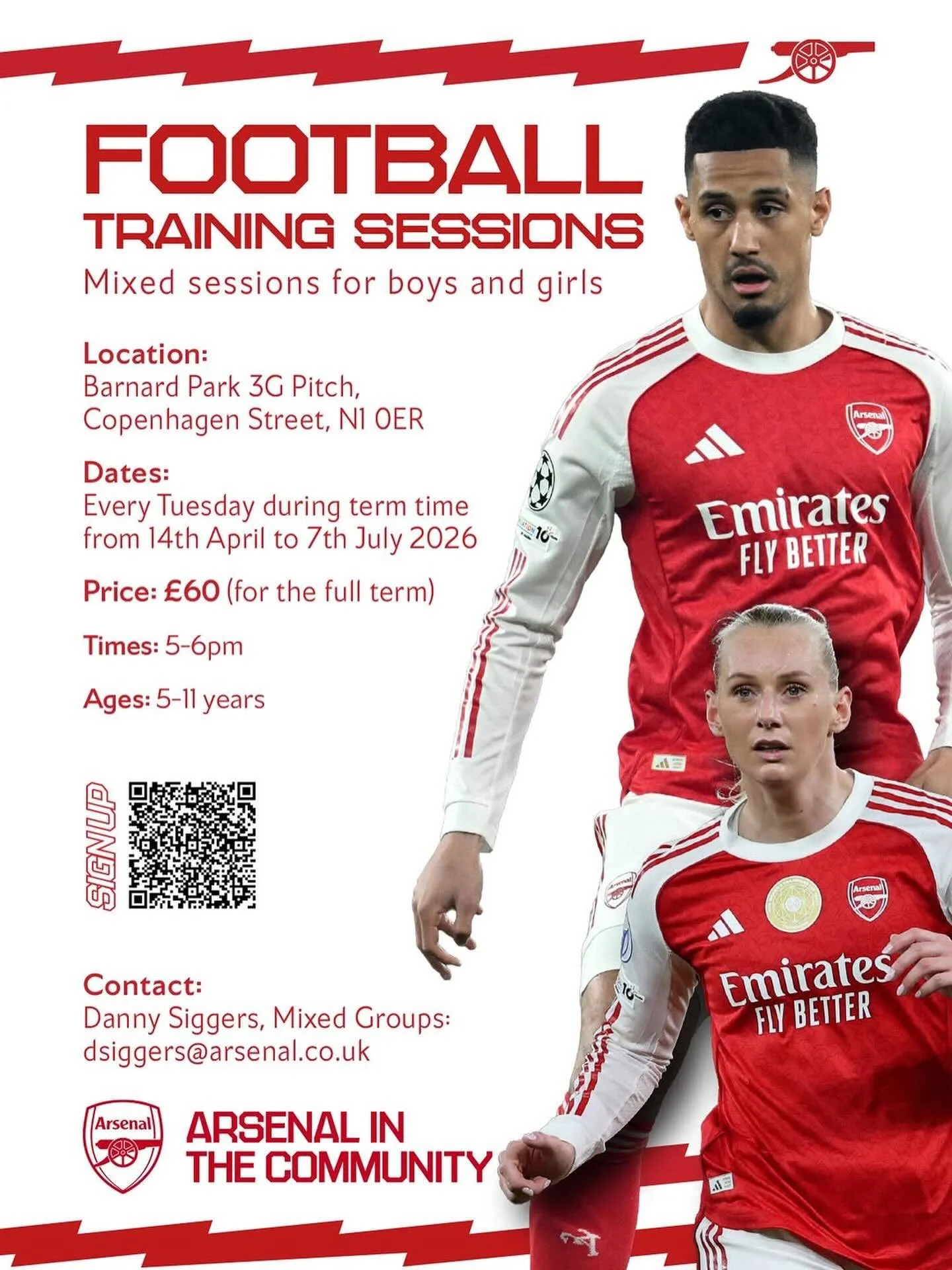 ⚽️ Mixed Tuesday Football Sessions - Book Now! 🔥

Looking for a fun way to build skills and stay active every week? Join @arsenal_in_the_community at Barnard Park for exciting Tuesday football sessions! 🏟️

👧🧒 Open to boys &amp; girls aged 5&ndas
