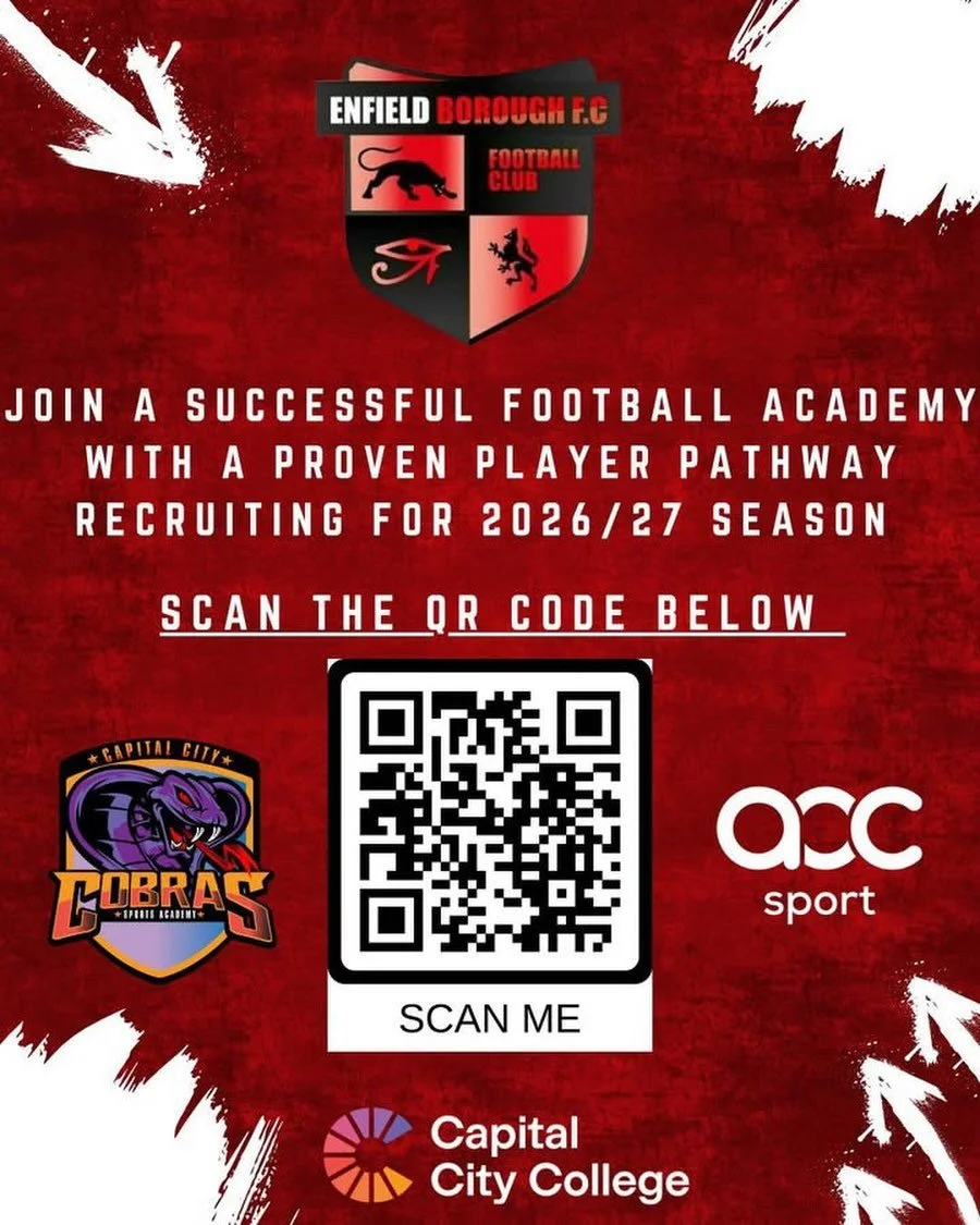@enfieldborofc.academy college academy football pathway 📚⚽️

Current year 11 and 12! Apply now 📲

#footballtrials #footballacademy #pftrials