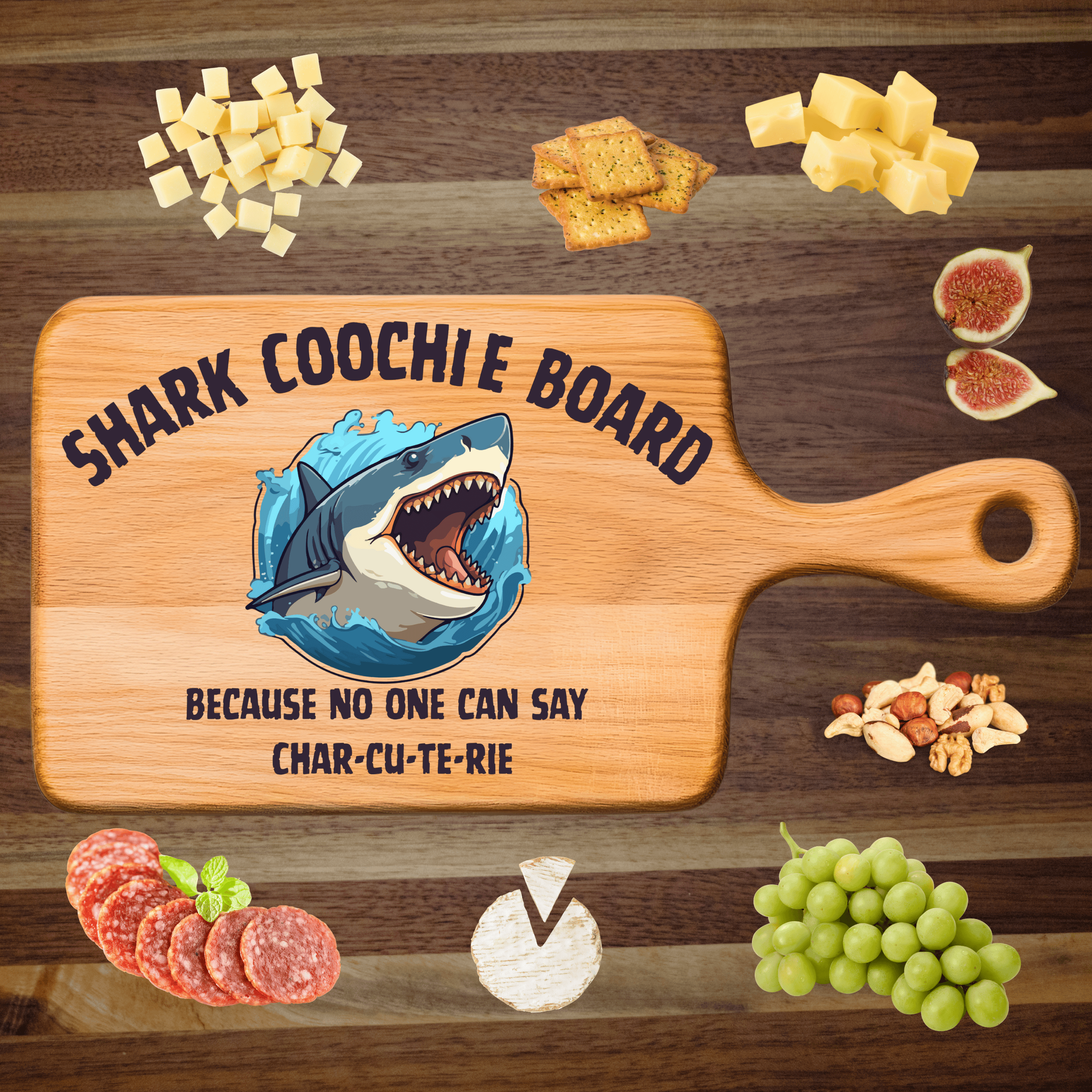 Shark Coochie Wooden Cutting Board