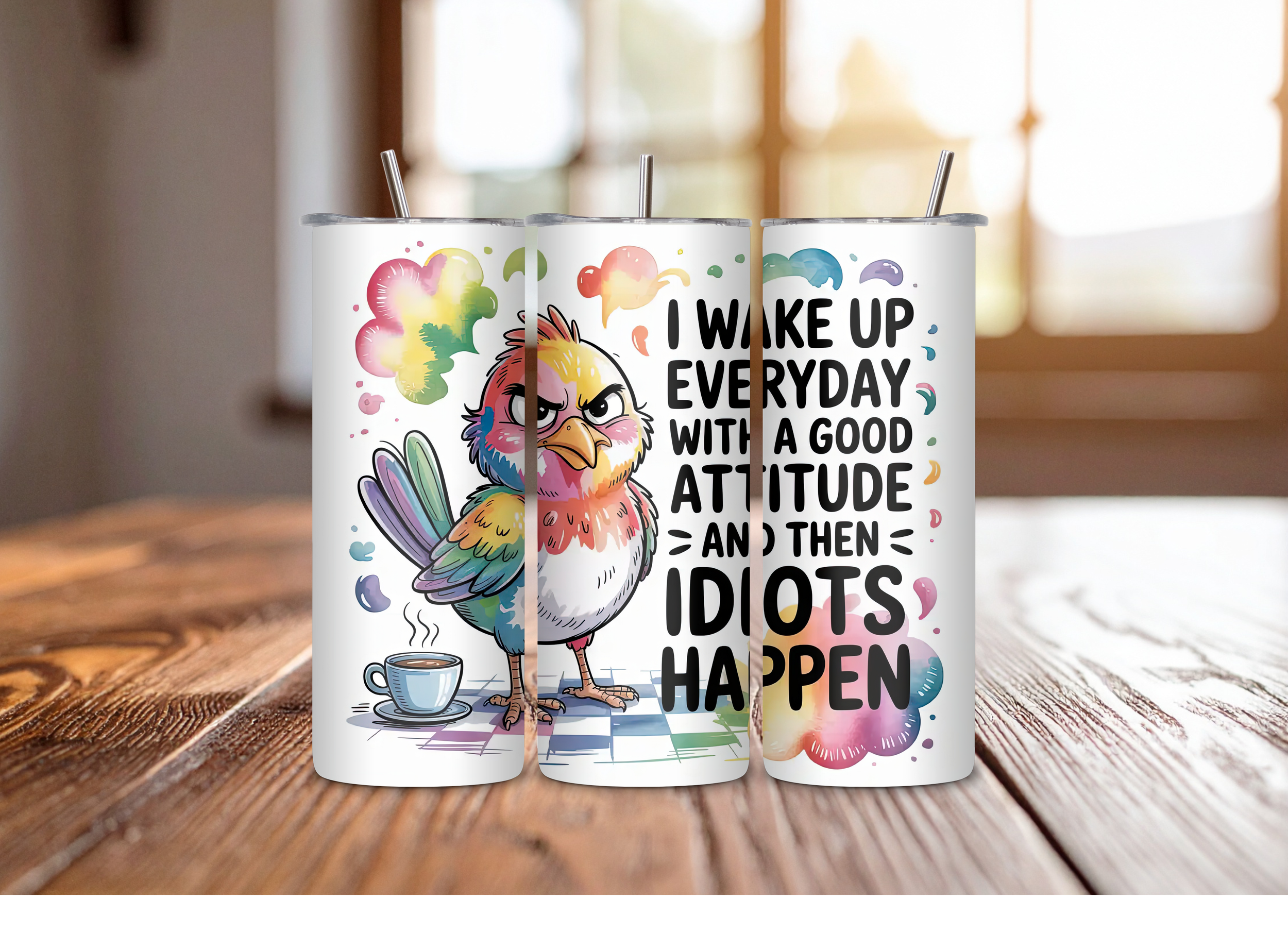 Grumpy Bird - Idiots Happen Tumbler
