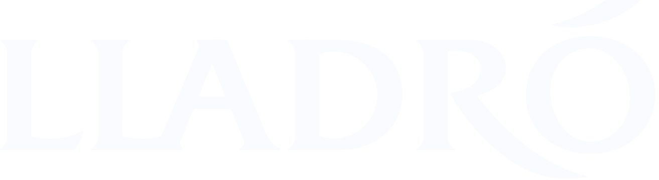 Close-up of a black background with the white text 'LLADRO' and a small crescent moon design above the letter 'O'.