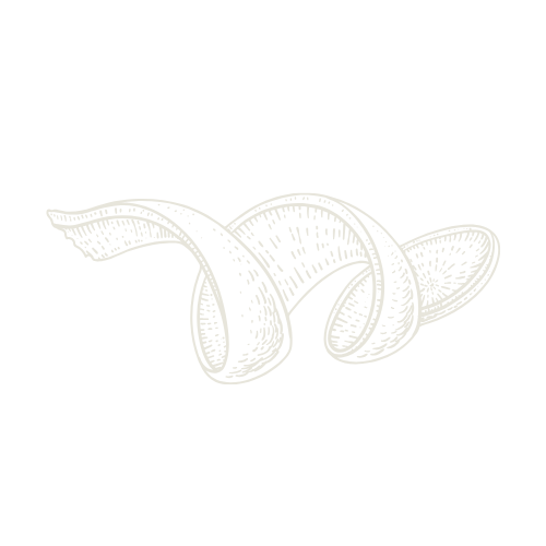 A black and white illustration of a peeled lemon and banana.