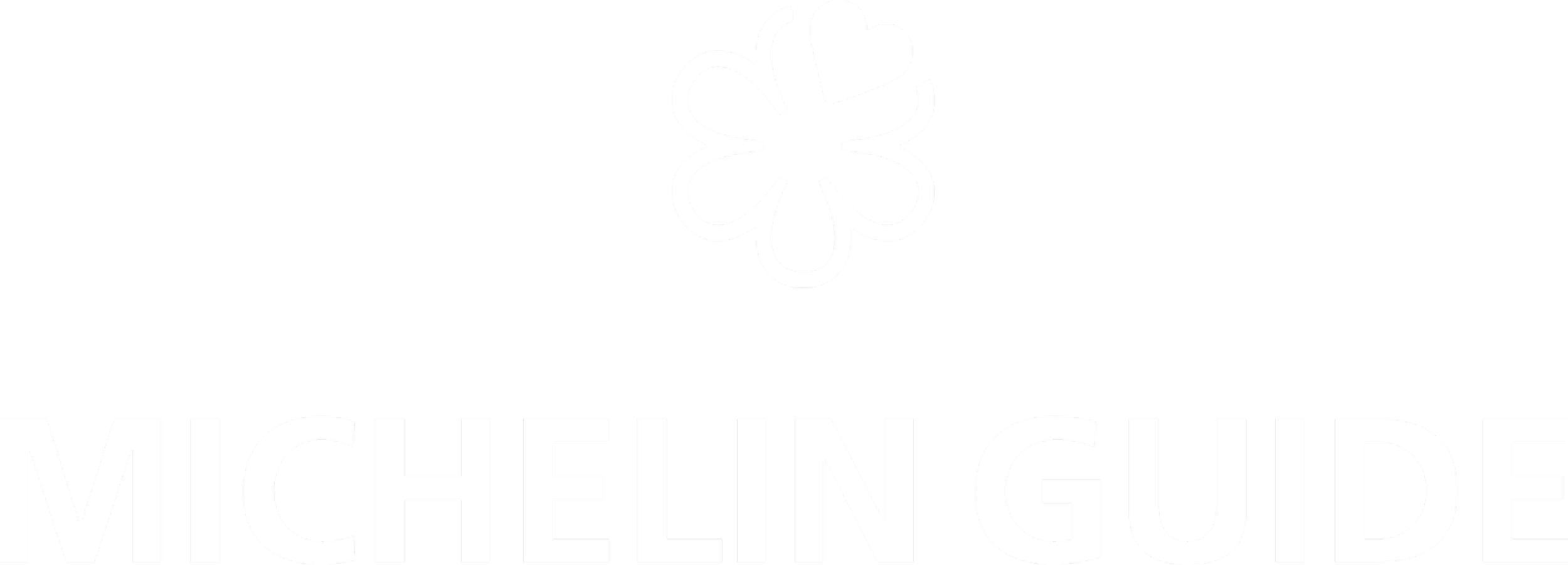Black and white logo for Michelin Guide featuring a stylized four-leaf clover at the top and the words "Michelin Guide" in bold capital letters underneath.