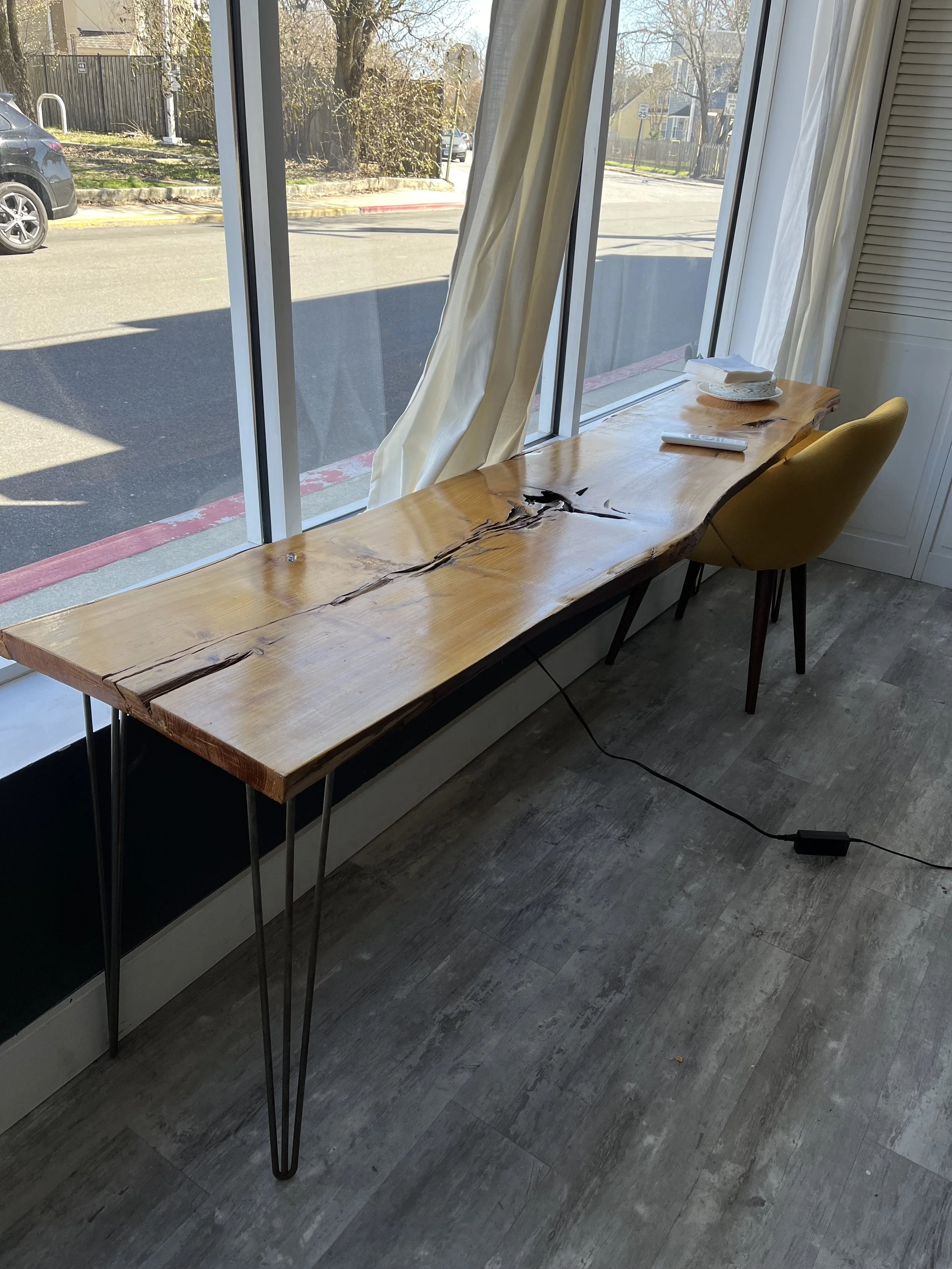 WE USED WHAT WE HAD, A TABLE LYING AROUND IN AN OFFICE