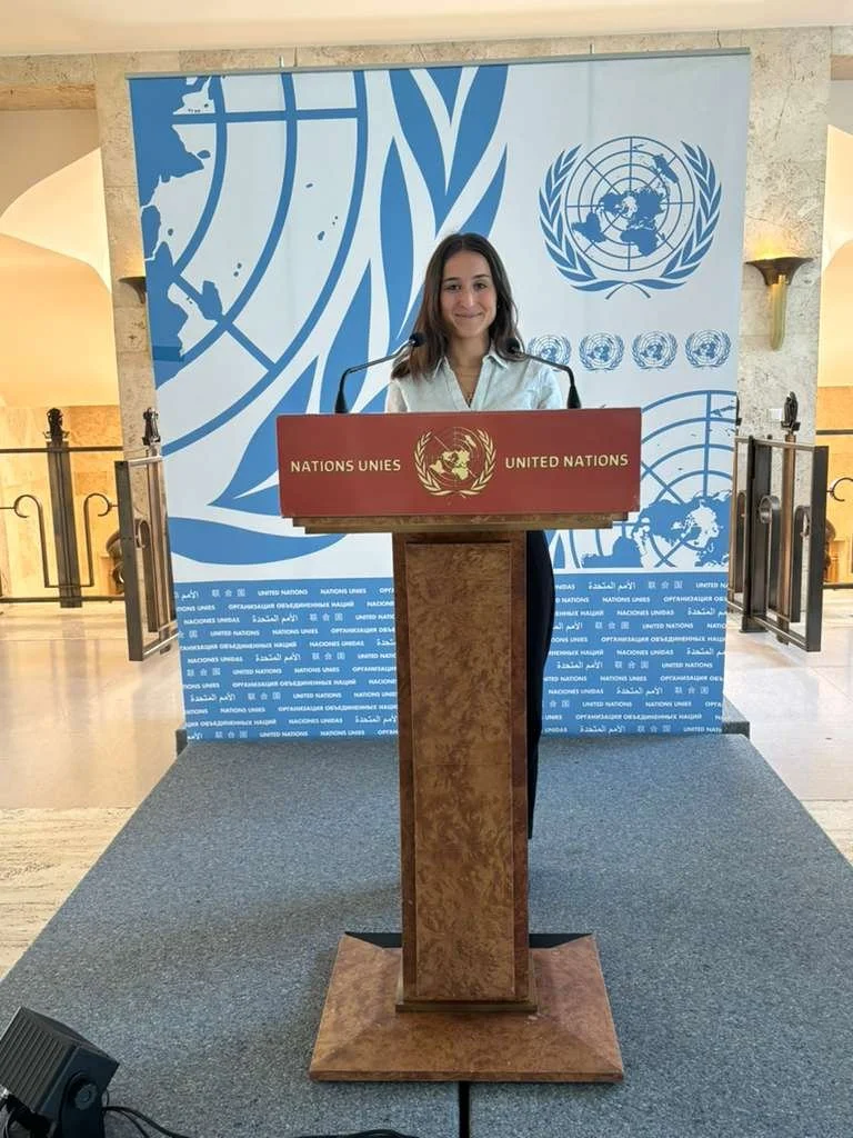 Student Pelin at the United Nations in Geneva (Fall 2025)