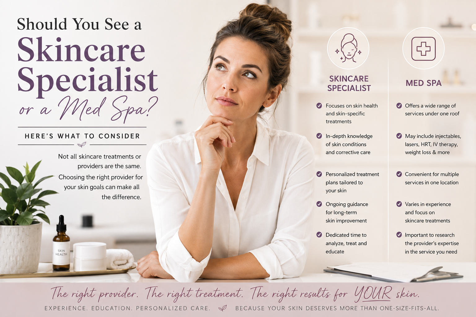 Should You See a Skincare Specialist or a Med Spa? Here's What to Consider