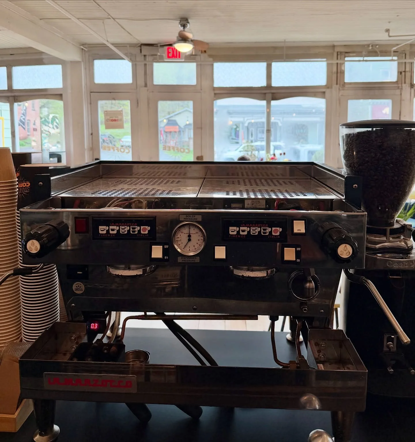 Rainy day repair 🌧️ A leak in this Linea Classic shorted the high limit thermostat on the coffee boiler, preventing it from heating. 

We diagnosed this one over the phone, and bc we keep these kind of parts in stock, we had them back up and running