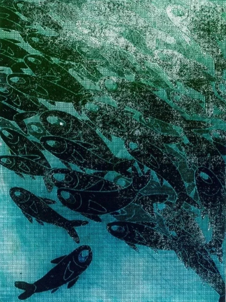 Swimming Against the Tide, Colorized
11"x17", monoprint