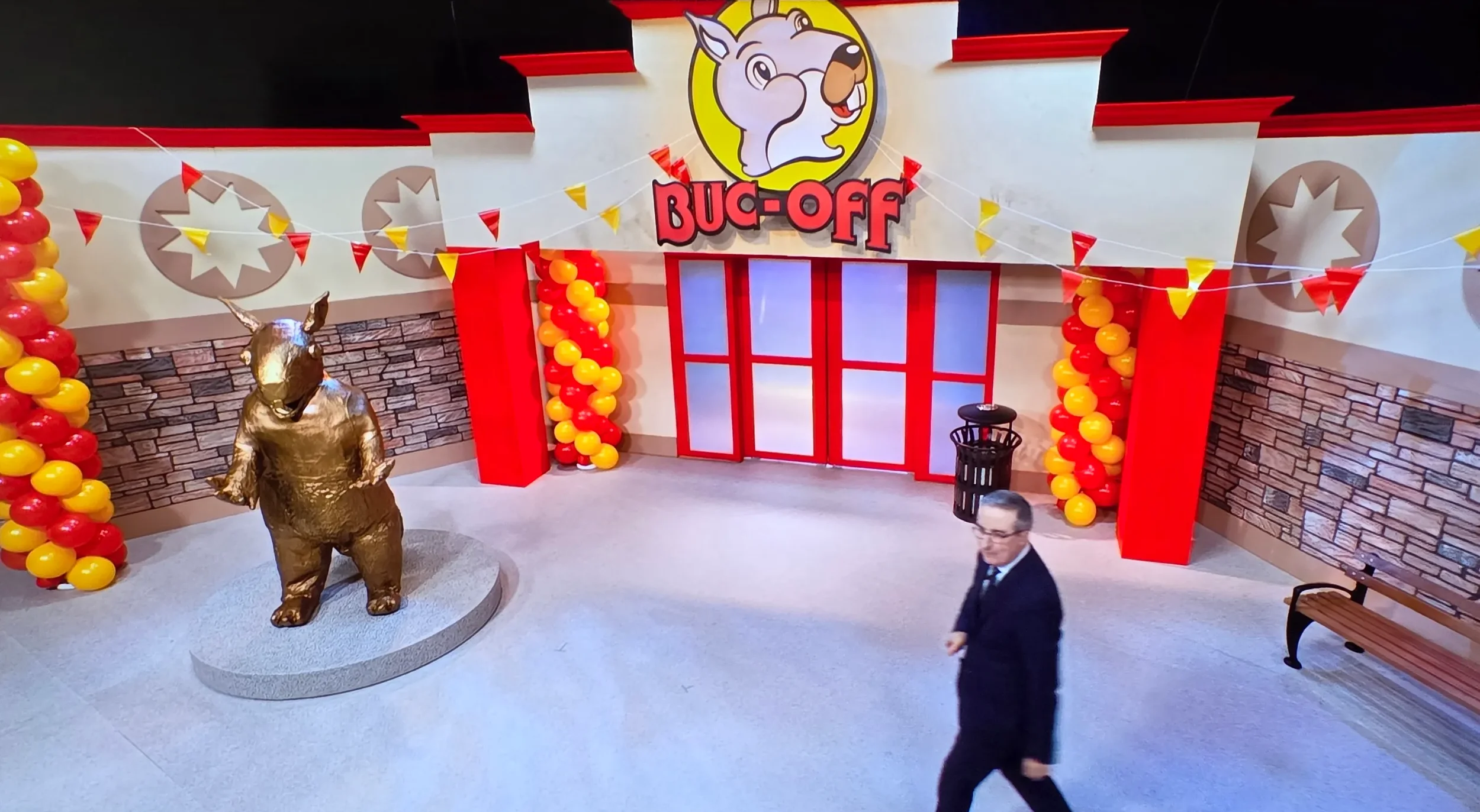 Buc-Off Set - Last Week Tonight with John Oliver

3, 16' x 20' walls, acrylic paint, sand