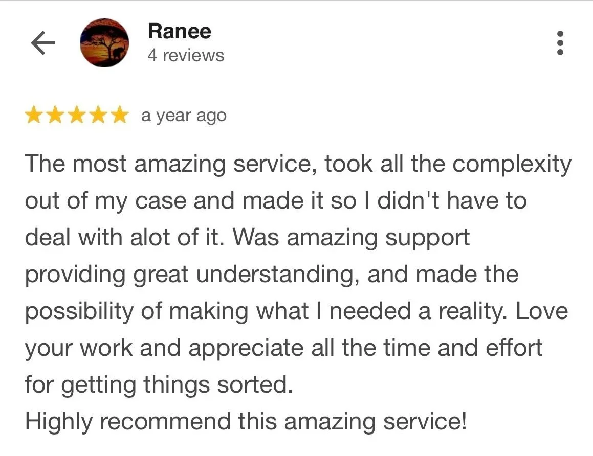 Screenshot of google review from a Thrive HR client