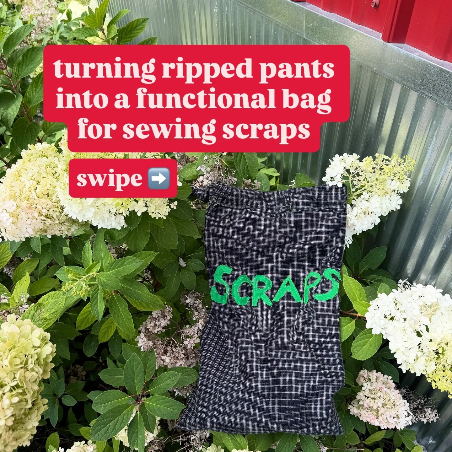 i love my little scrap bag i made out of my favorite pants that ripped ✨ can&rsquo;t wait to set it up in my new sewing area once i move 🏡

#hanmadepatchology #upcycle #sustainablesewing #sewingscraps #drawstringbag #DIY #howto