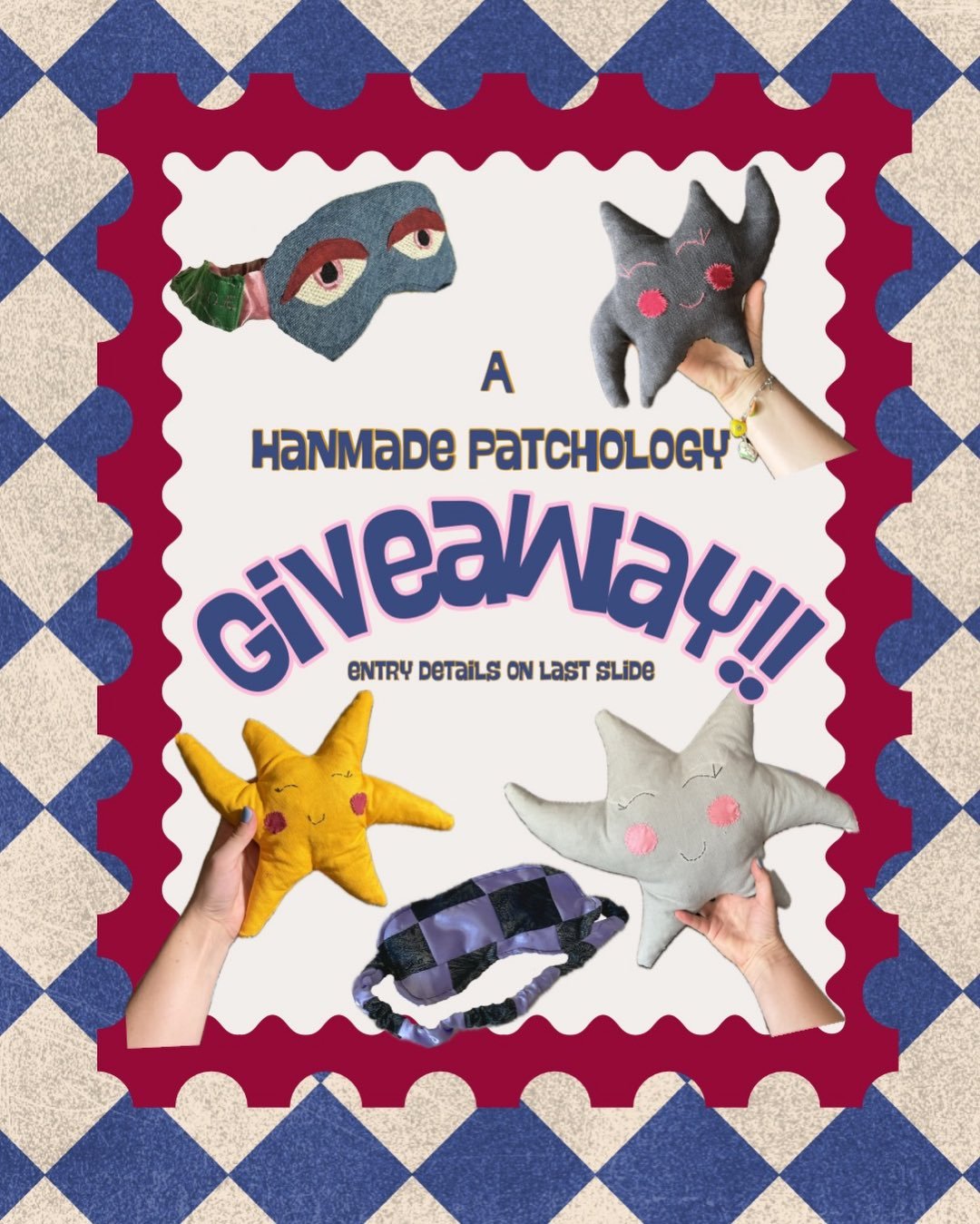 Enter for a chance to win a custom Scrappy Star, custom sleep mask, or anything on my website up to $50!!! 

TO ENTER YOU MUST:
1. FOLLOW @han.made.patchology 
2. TAG 3 FRIENDS
3. COMMENT WHICH PRIZE YOU WANT 
4. MUST BE FROM THE US
5. EXTRA ENTRY IF