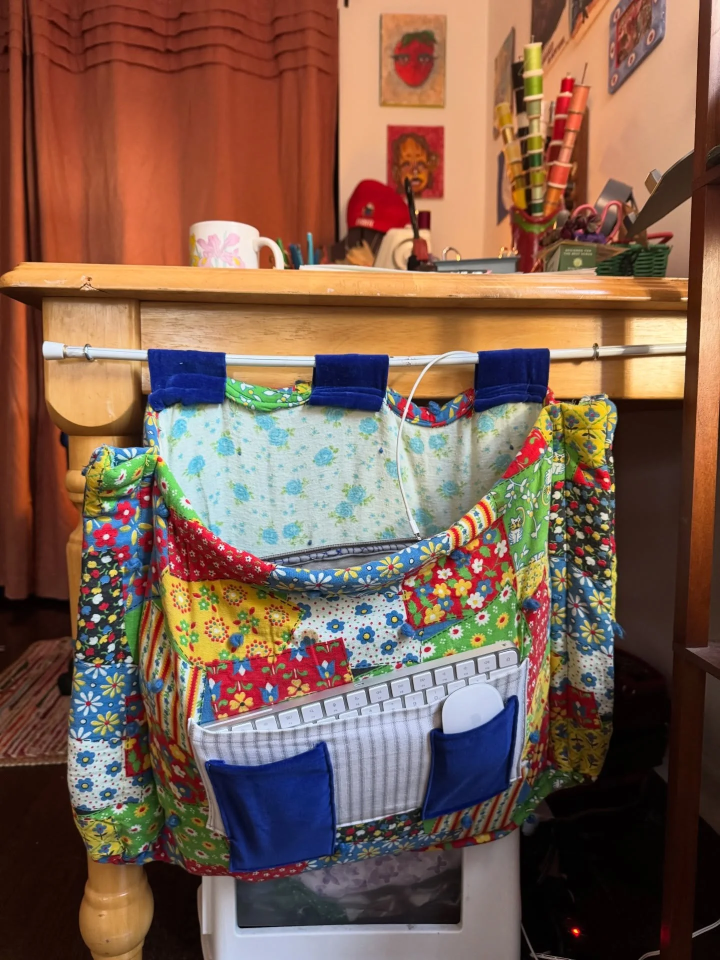 say hello to my new wonky and perfect computer storage bag! it&rsquo;s definitely not perfect but i felt like my computer/keyboard/mouse were taking up too much table space so i made them a new home! it also helps cover up the ugly storage u see my s