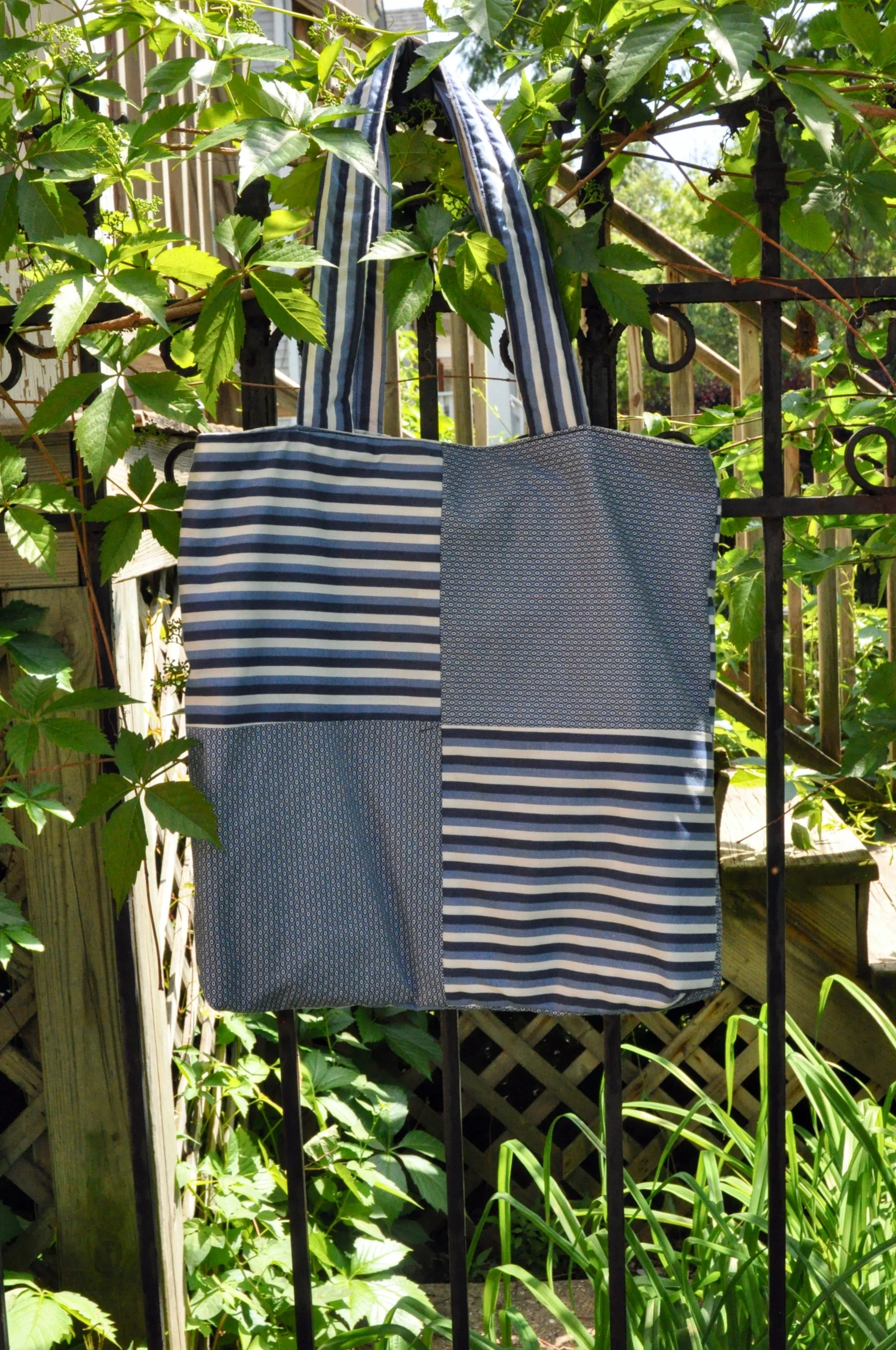 Large Blue Patchwork Tote