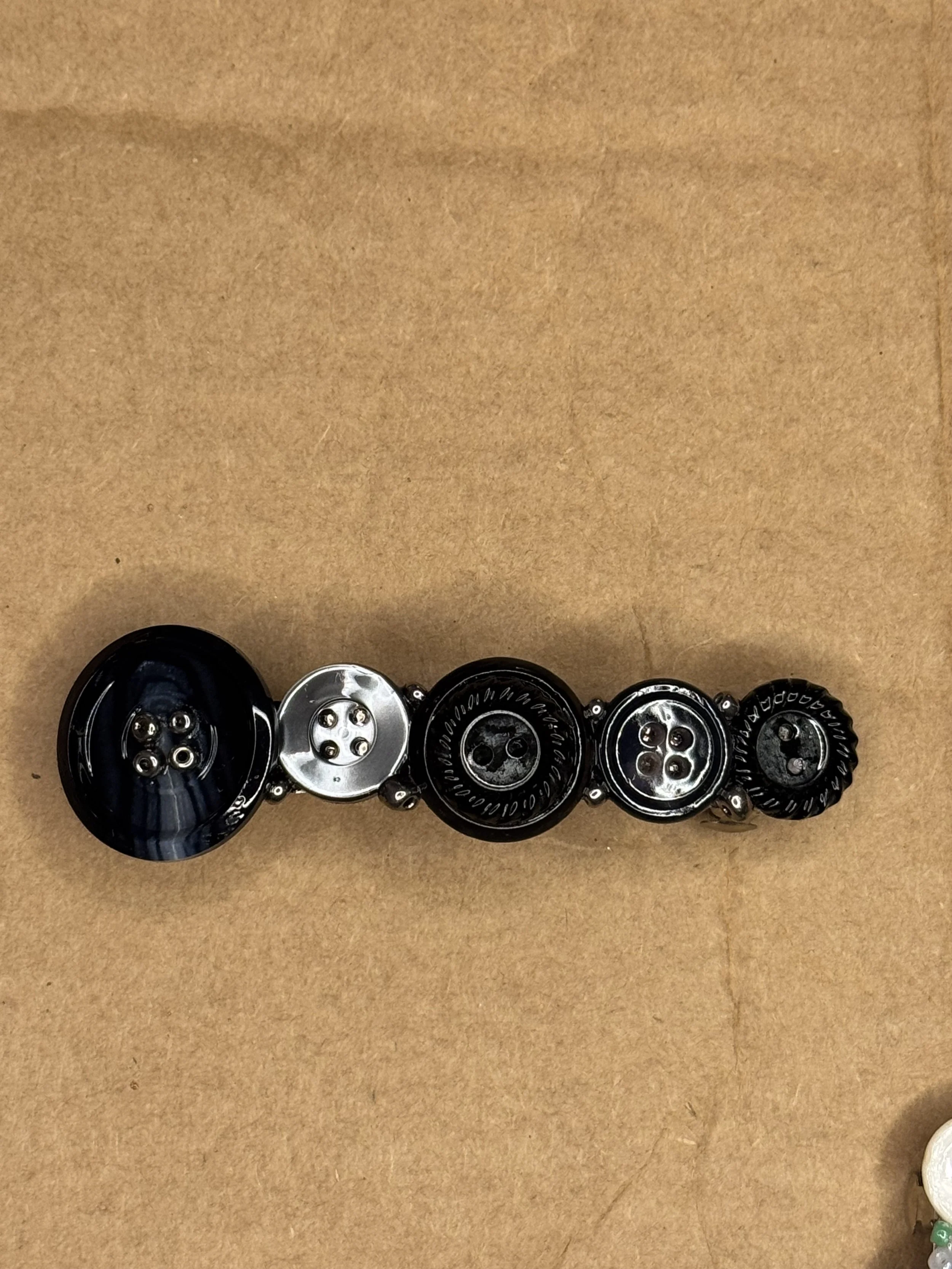 Black Button Barrette