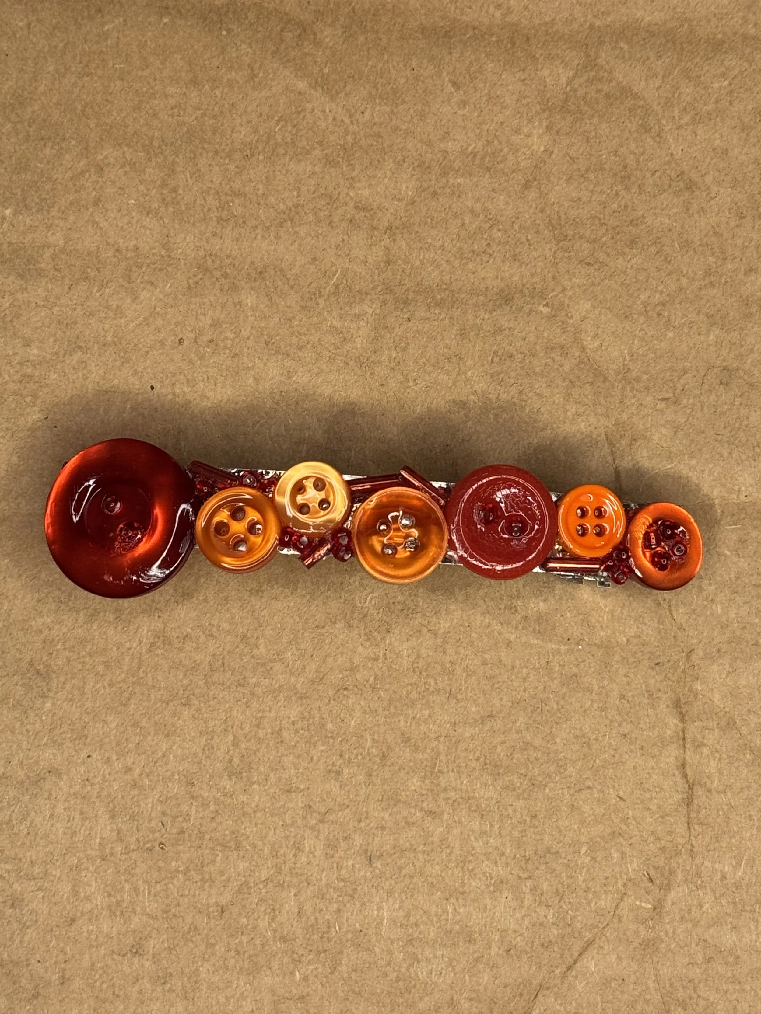 Red and Orange Button Barrette