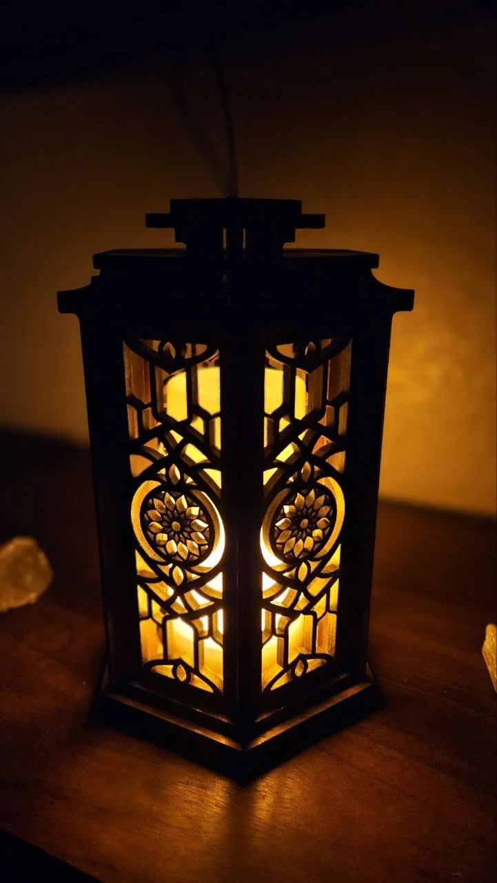 LED Lantern Sacred Geometry, Japanese Inspired