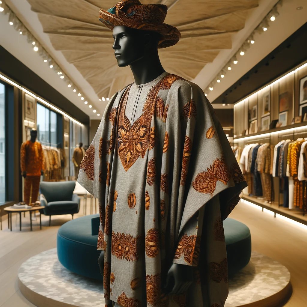 Batik Patterned Agbada Attire