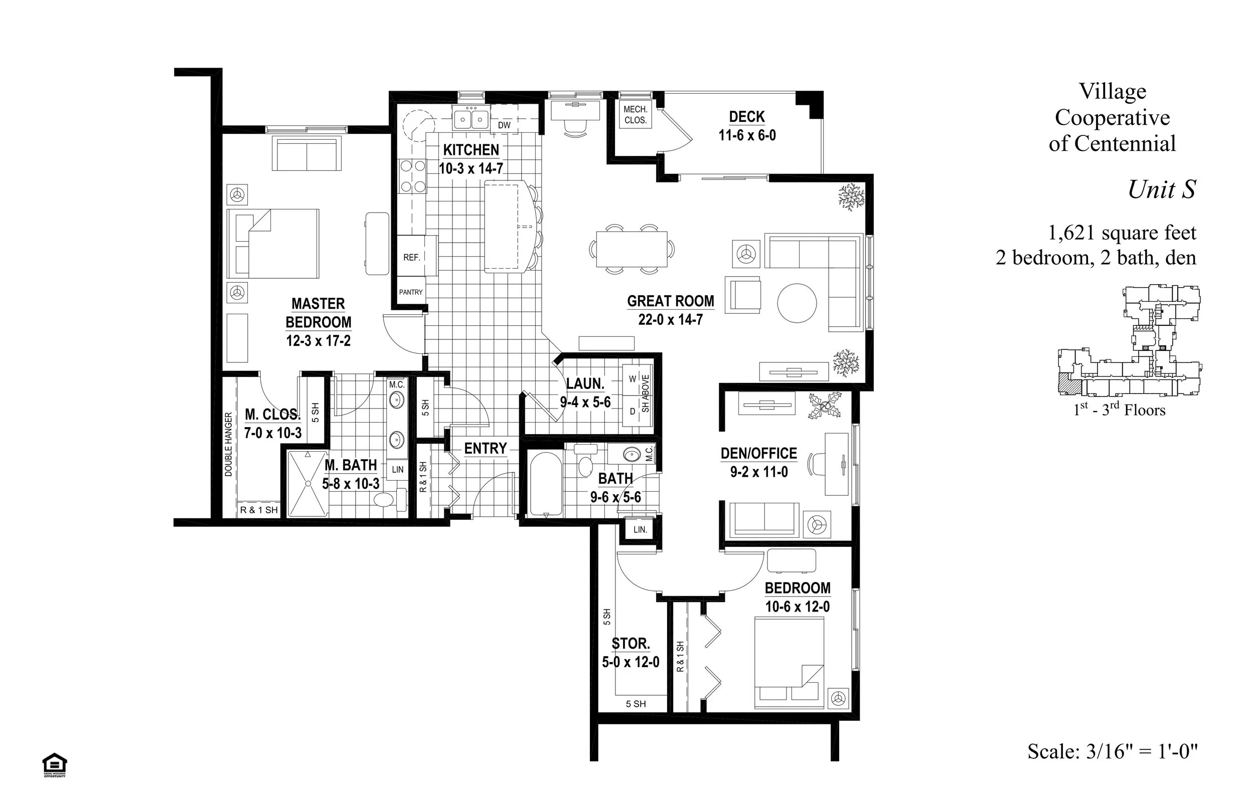 Plan S — 2 Bed · 2 Bath · Den — 1,621 sq ft