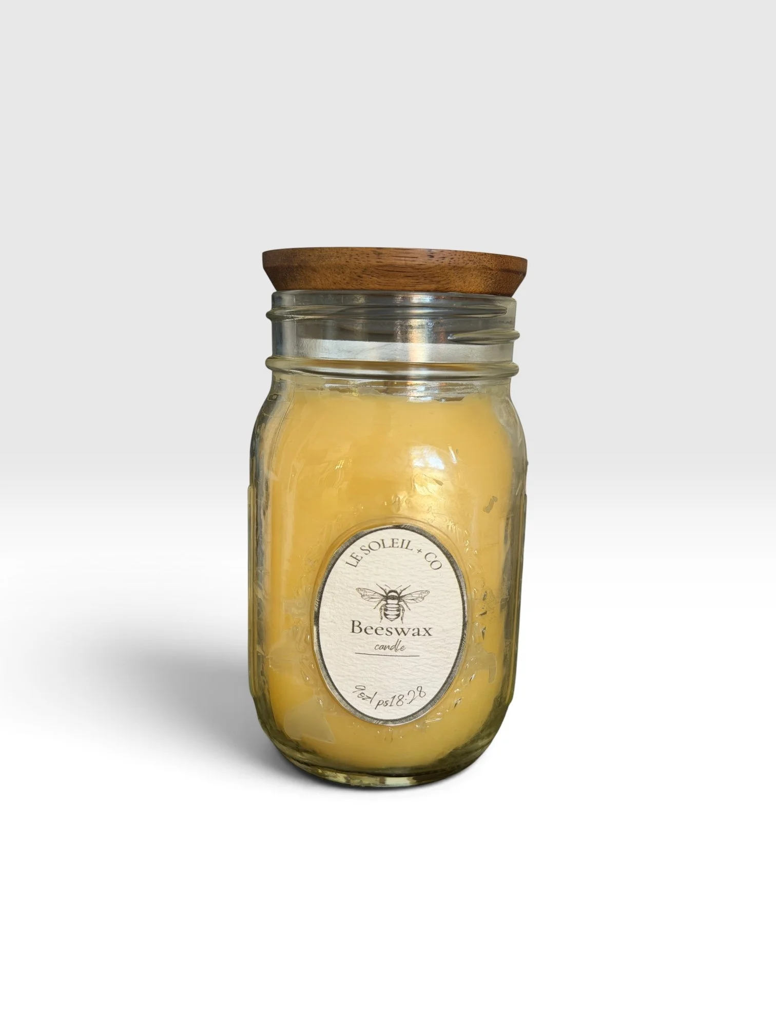 Mason jar with wood lid beeswax candle