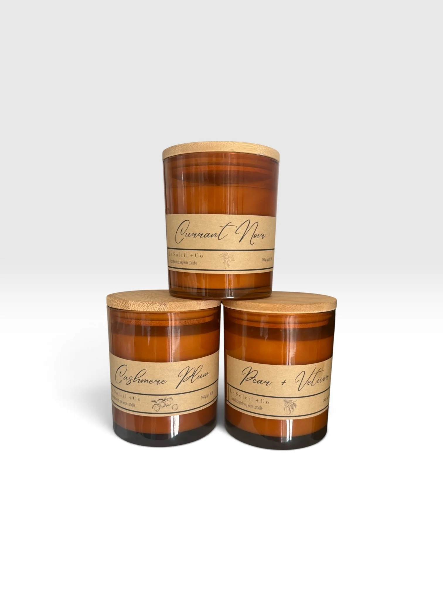 14oz amber Vessels w/wood lid