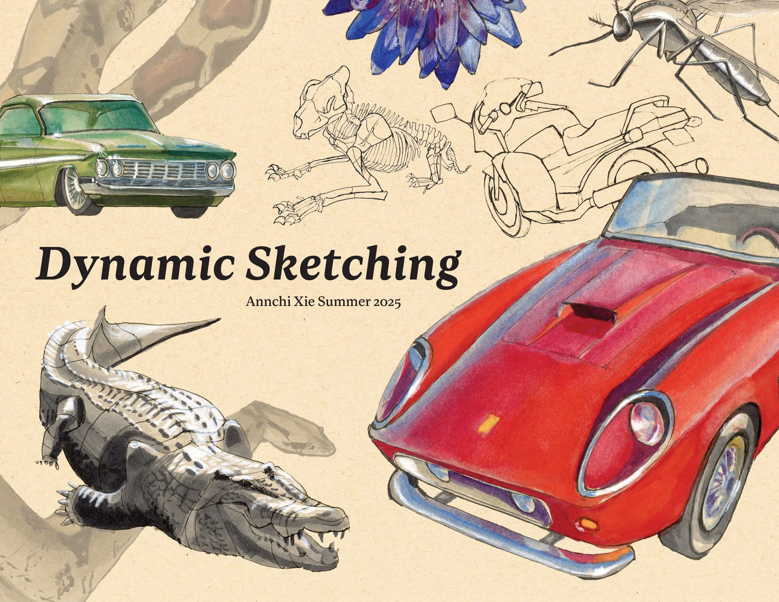 · Dynamic Sketching Cover · Aug. 2025 · 8.5 x 11 in. · Marker, watercolor, pen & ink, white color pencil ·