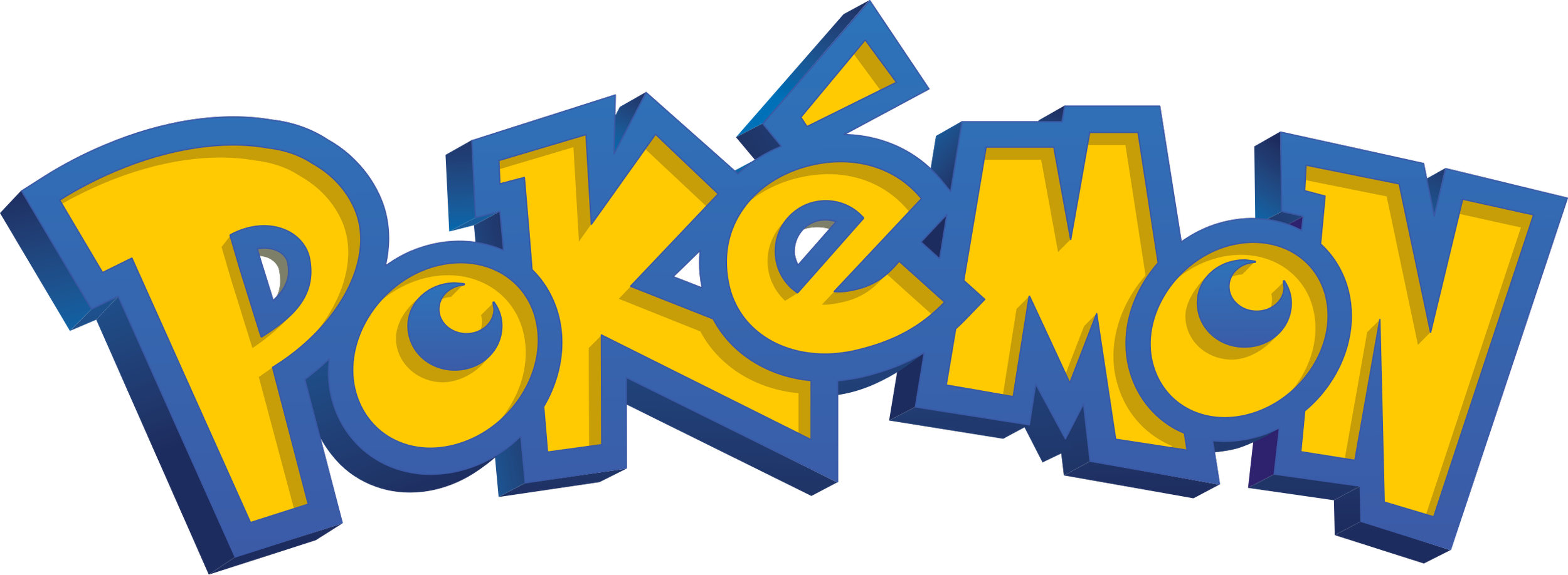 3D colorful Pokémon logo with yellow and blue text.