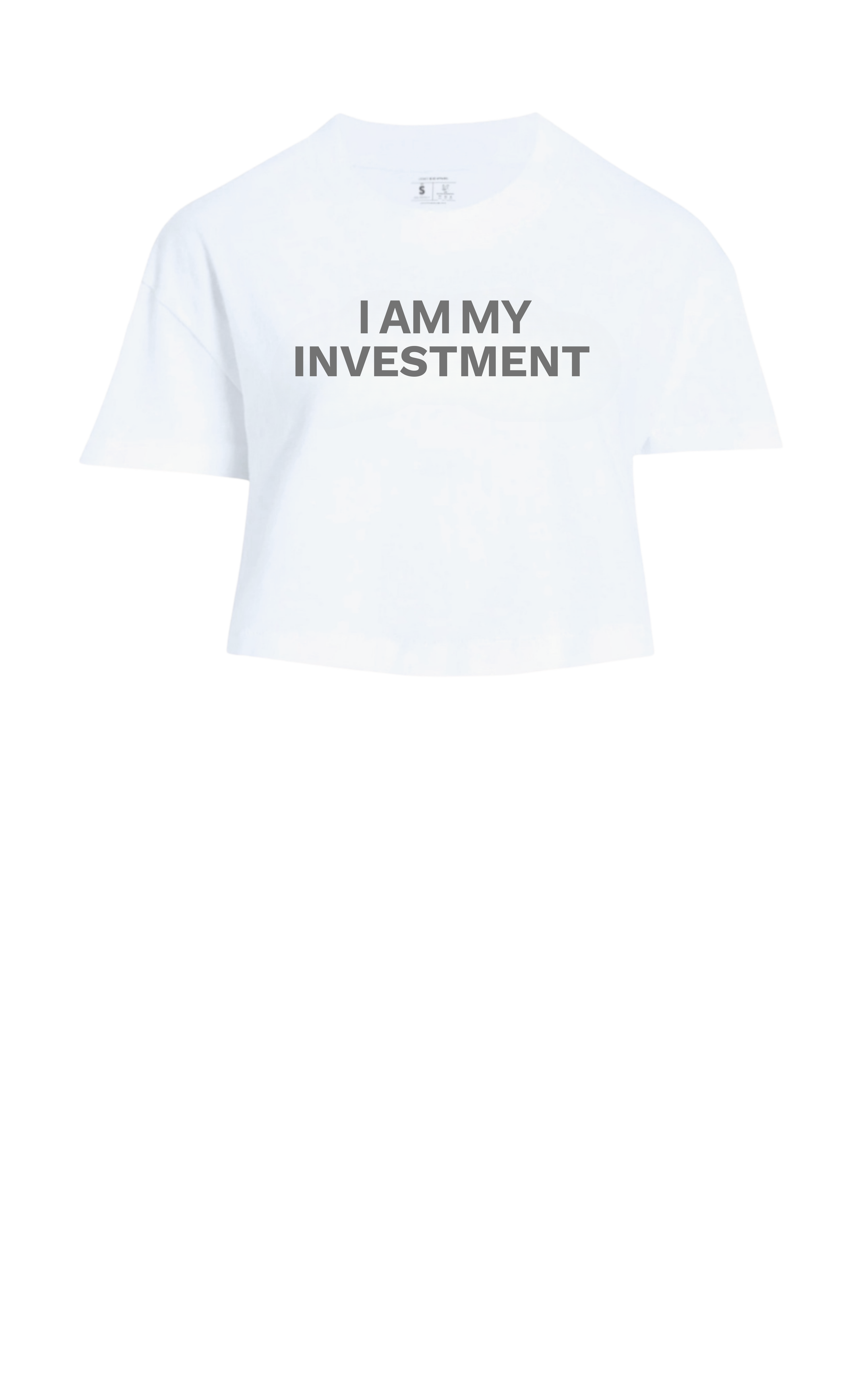 I Am My Investment White Grey Crop Top Tee.png