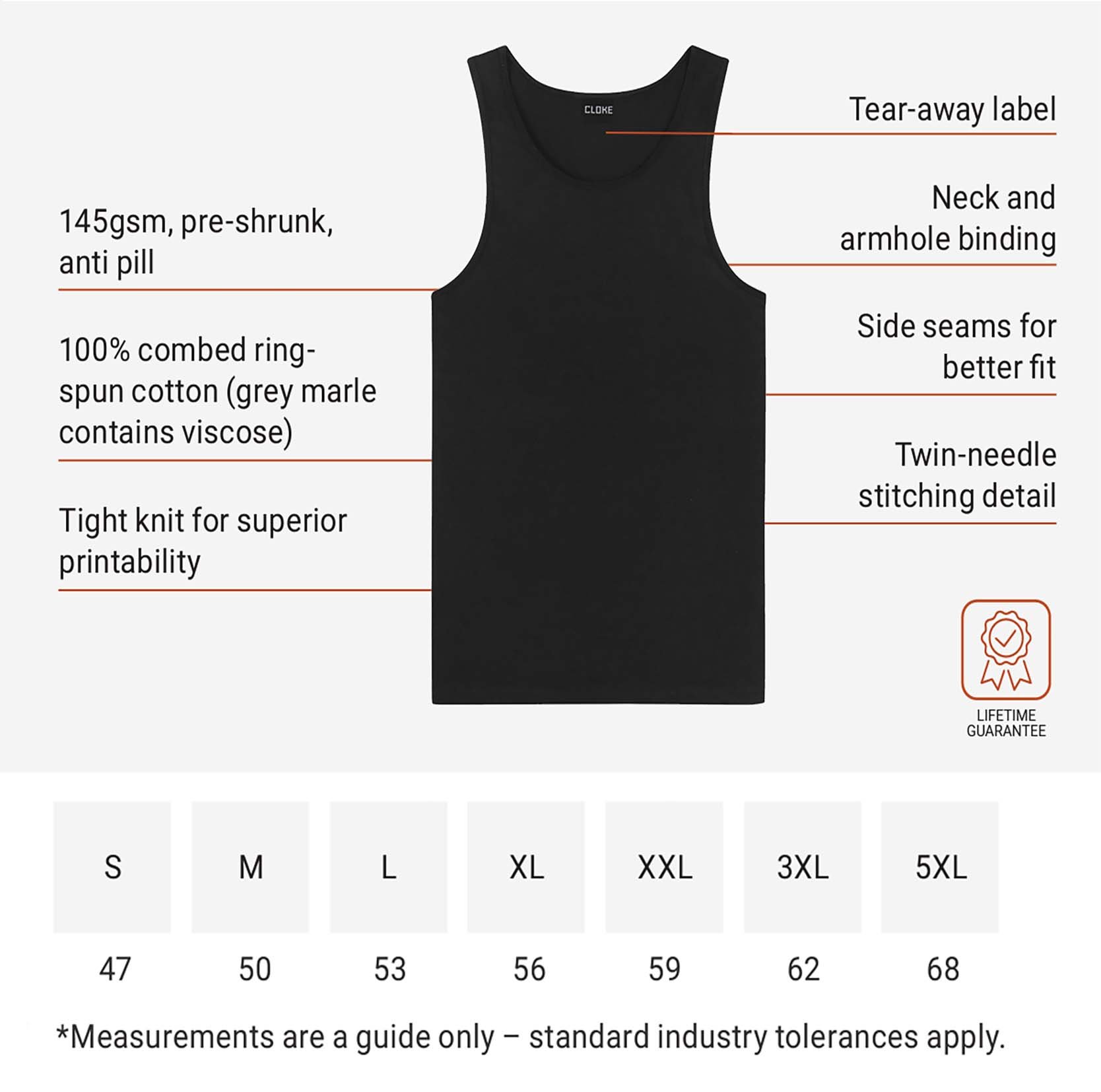 Crate day little Prick Singlet size and feature Chart