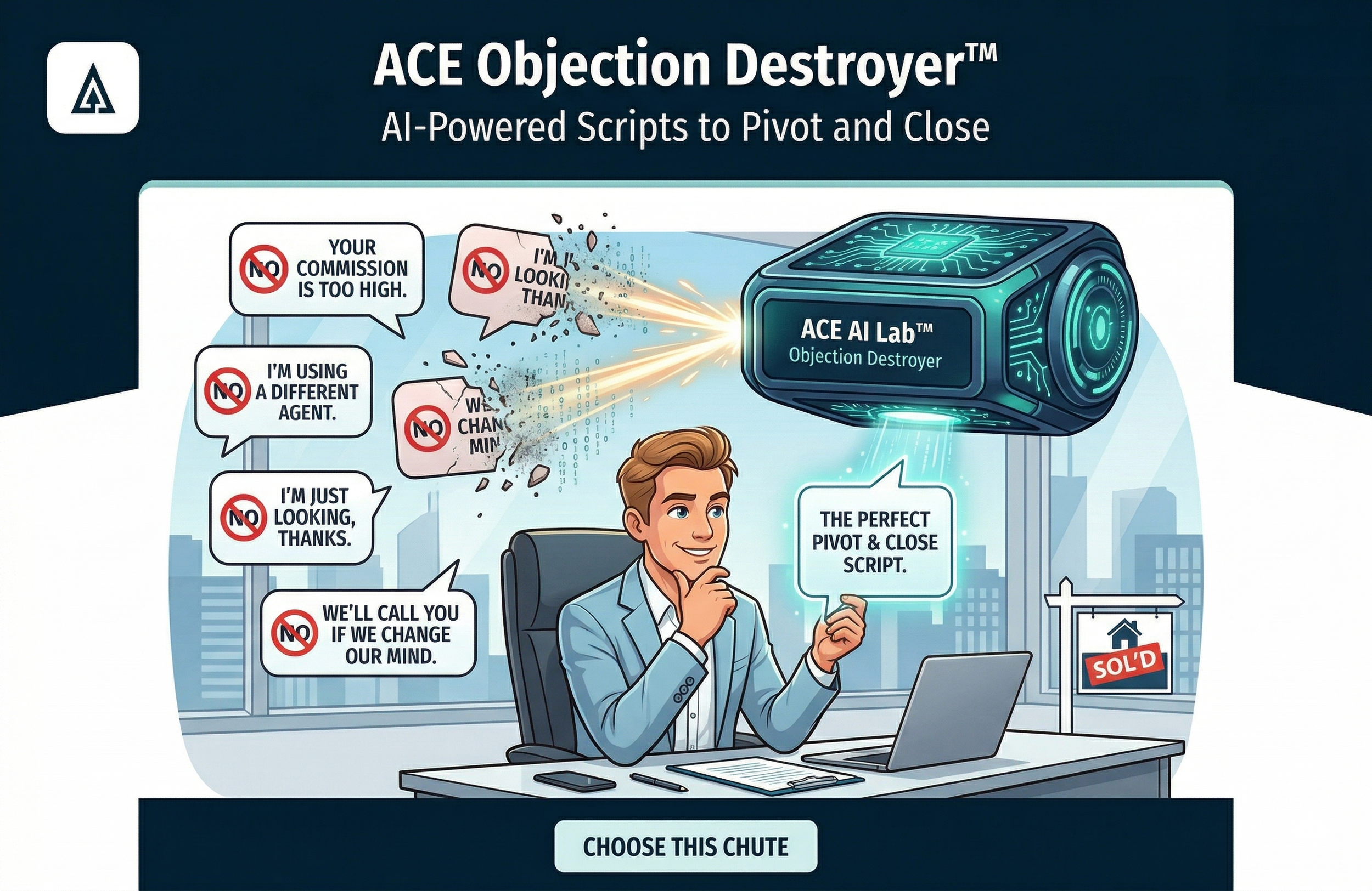 Graphic about real estate brokerage training comparisons featuring a confident man in a suit. Title reads 'Agent-Centric vs. Broker-Centric: Why Your Brokerage Can't Give You the Training You Actually Need.'