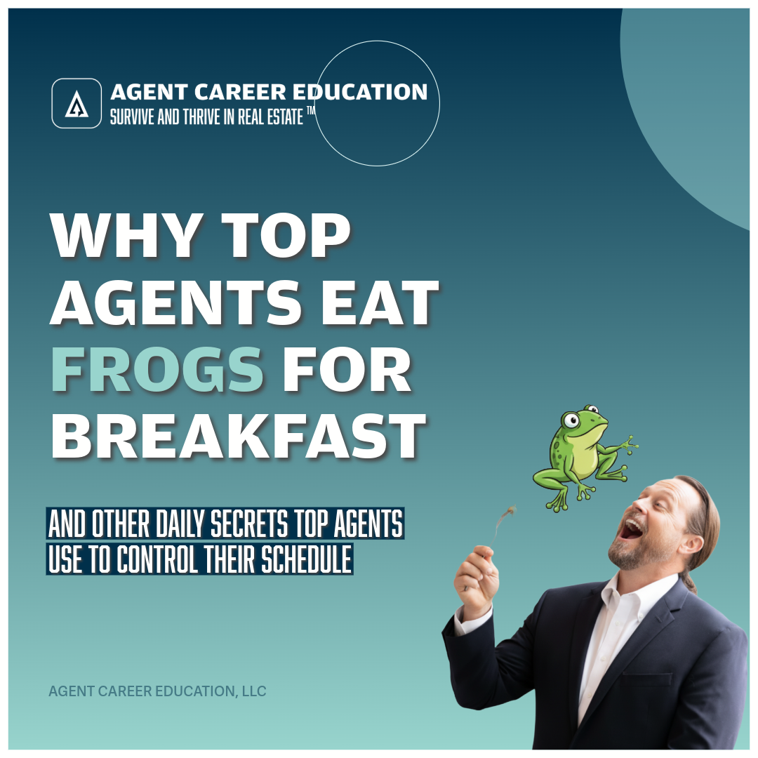 Cover of a booklet titled 'Prioritize with Purpose' by Agent Career Education featuring a man in a suit on the lower right and a company logo on the upper left, with a teal background.