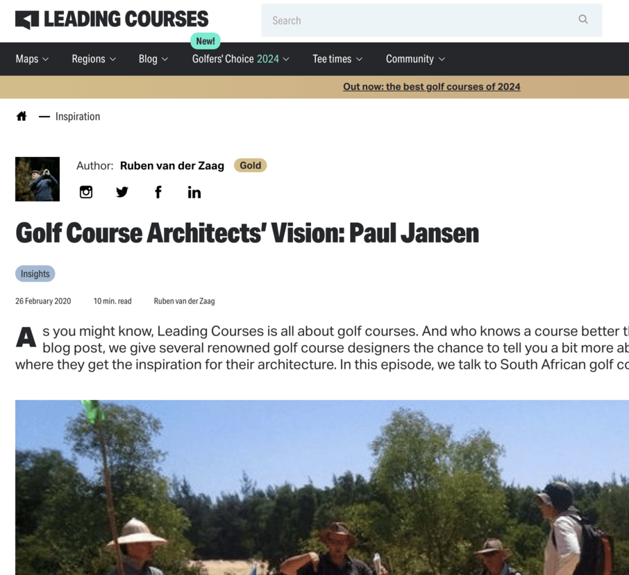 Snapshot from Golf Course Architects’ Vision: Paul Jansen Article
